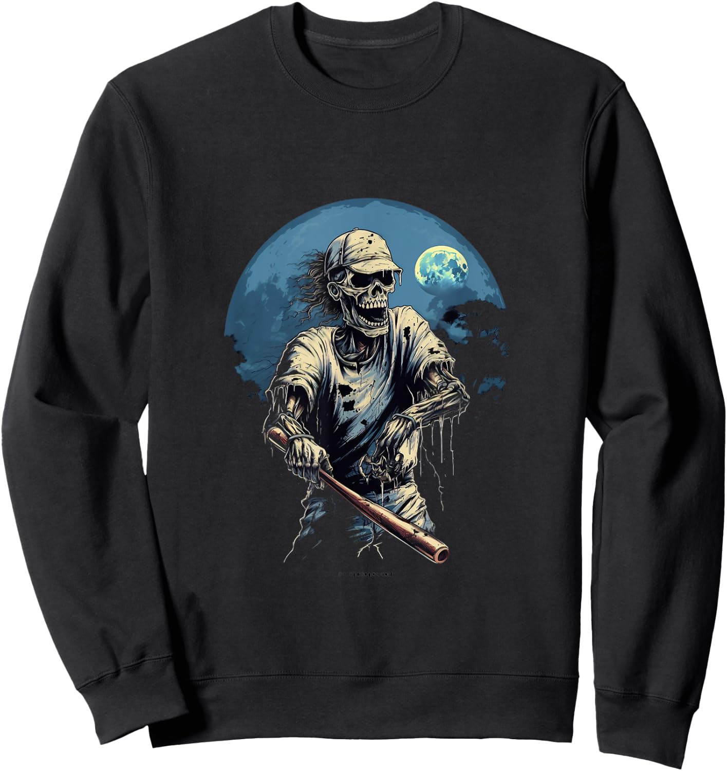 Zombie Playing Baseball Halloween Baseball Player Sweatshirt - Sweatshirt | Black