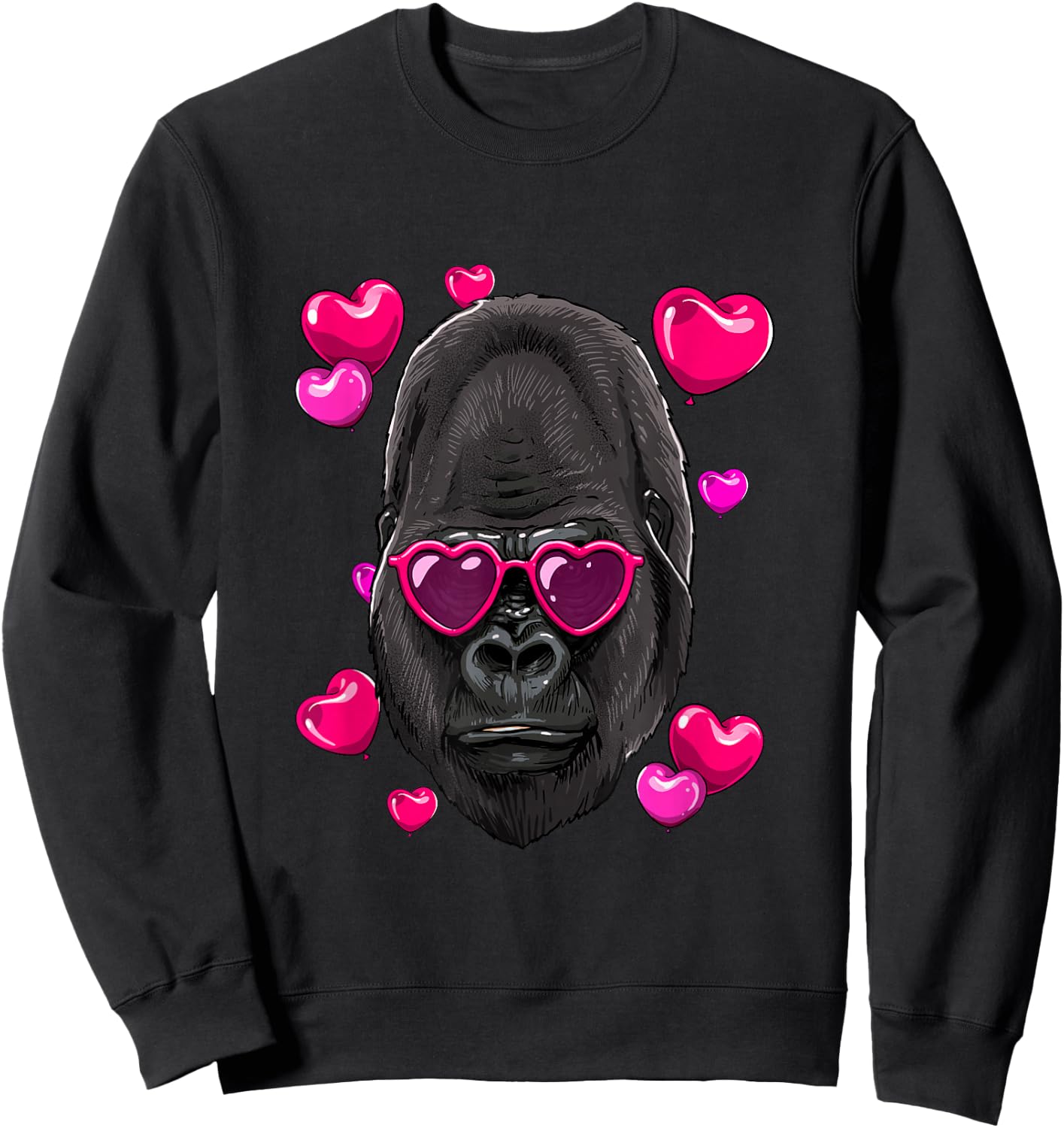 Valentines Day Gorilla Heart Love Couples Ape Monkey Primate Sweatshirt - Sweatshirt | Black