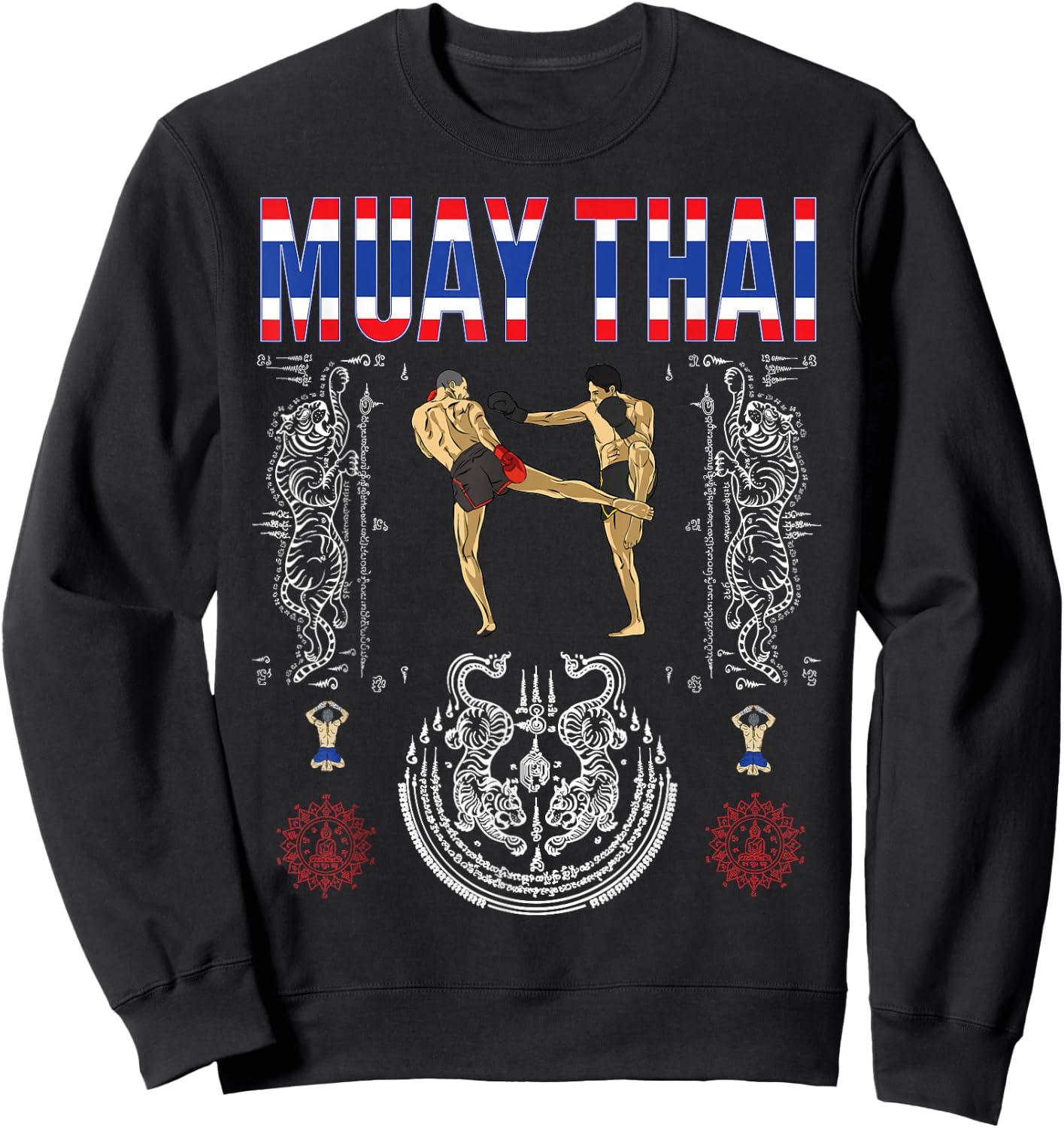 Sawadee Thai Traditional sak yant Thai Twin Tiger Muay Thai Sweatshirt - Sweatshirt | Black
