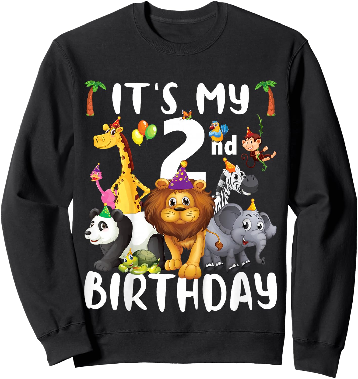 Its My 2nd Birthday Zoo Shirt Safari Jungle Animals Lover Sweatshirt - Sweatshirt | Black