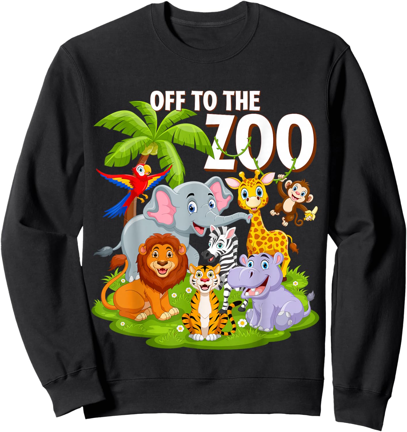 Safari Zoo Birthday Party Wild Zoo Animals Teacher Toddlers Sweatshirt - Sweatshirt | Black