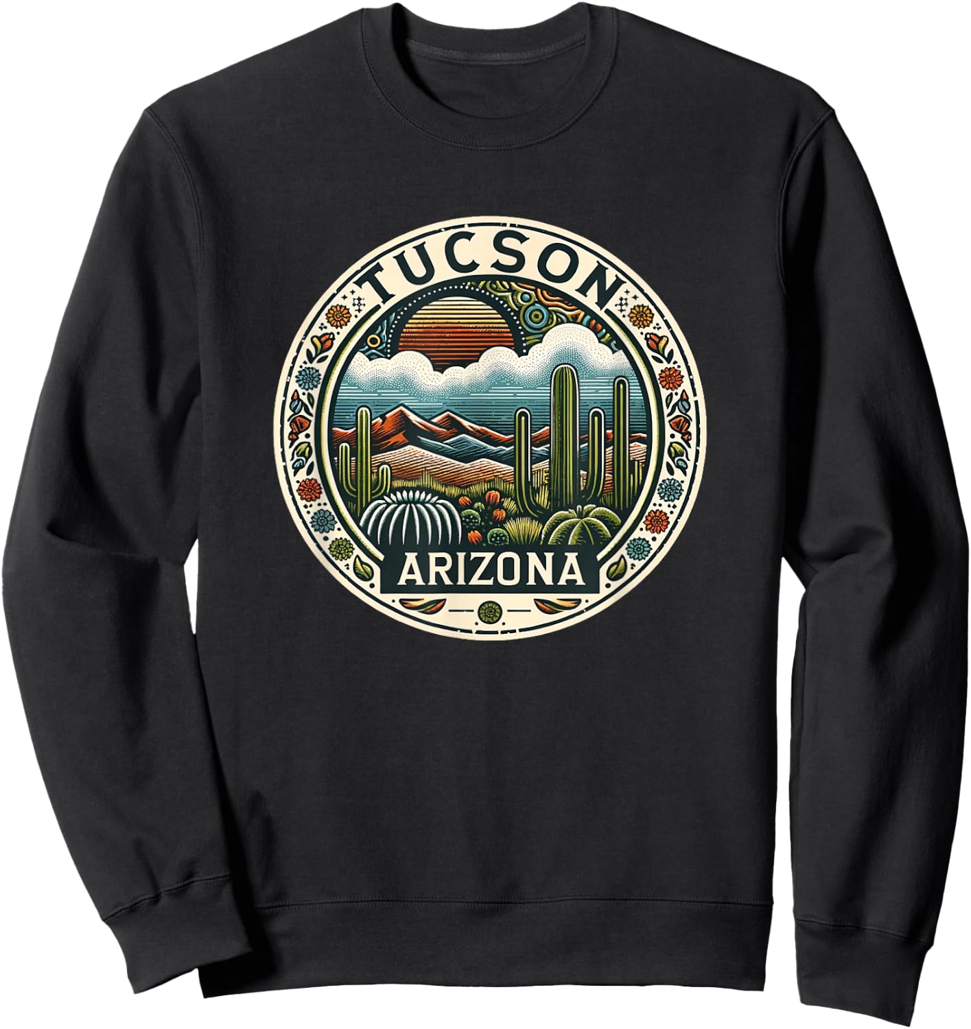 Tucson Arizona Cacti Desert Southwestern Landscape Sweatshirt - Sweatshirt | Black