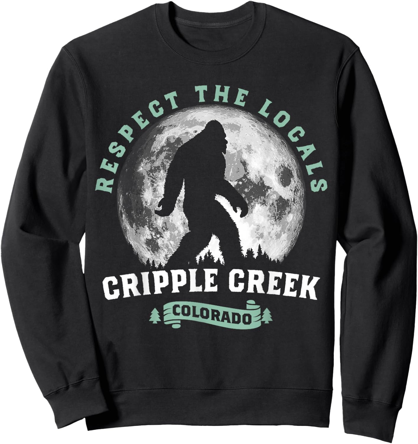 Cripple Creek Colorado Bigfoot Night Walk Retro Sasquatch Sweatshirt - Sweatshirt | Black