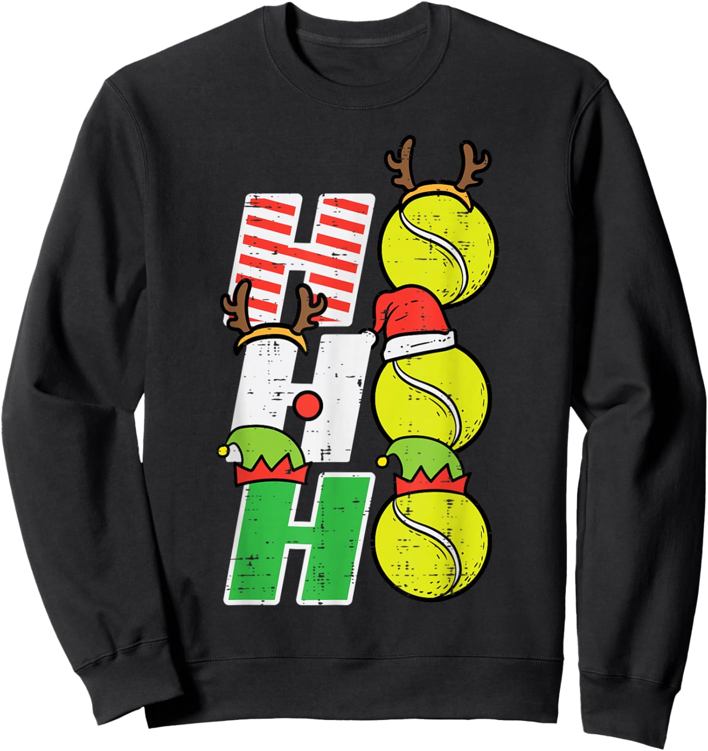 Christmas Tennis Ho Ho Ho Funny Xmas Sports Men Women Kids Sweatshirt - Sweatshirt | Black