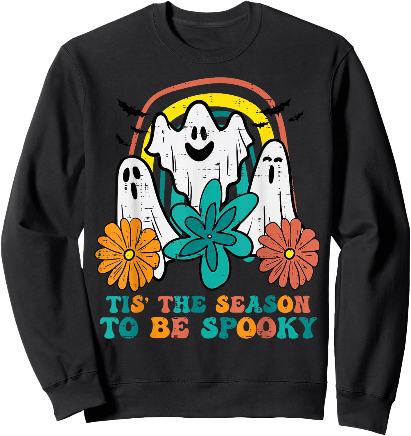 Ghosts Tis The Season To Be Spooky Retro Halloween Women Sweatshirt - Sweatshirt | Black