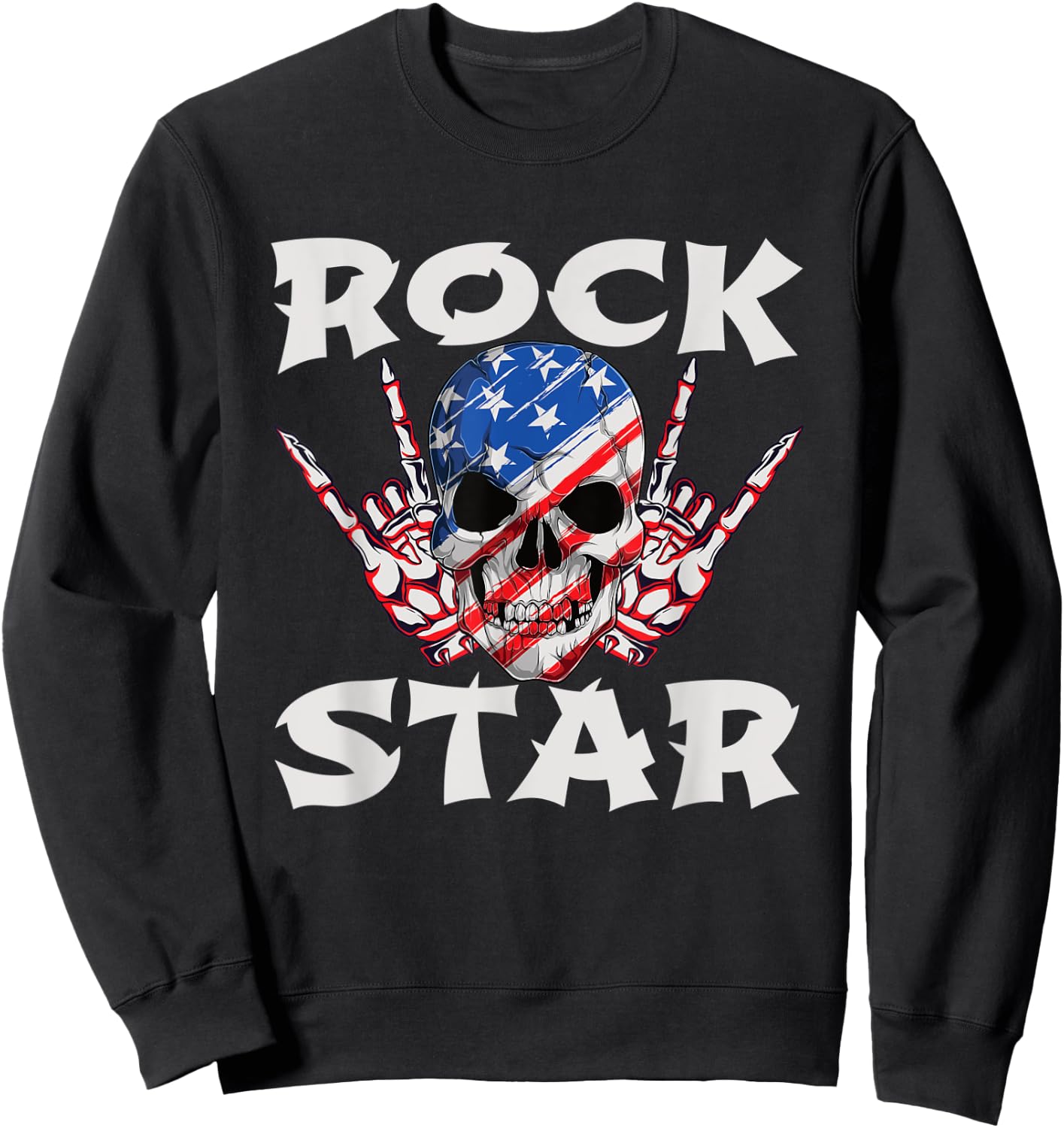 Retro 80s Music Rock Star Skull Sweatshirt - Sweatshirt | Black