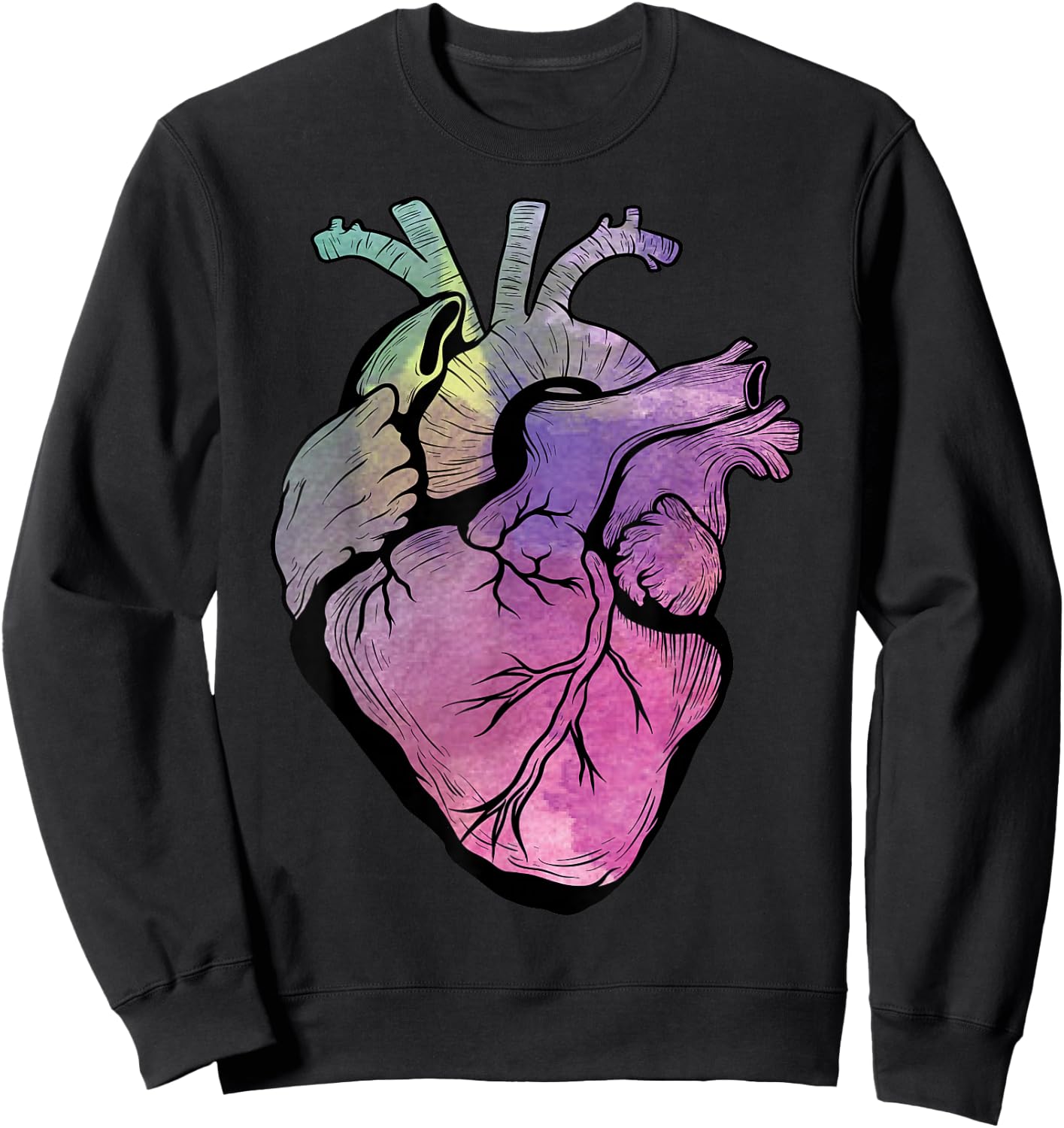 Beautiful Real Human Heart Graphic Medical Anatomical Cool Sweatshirt - Sweatshirt | Black
