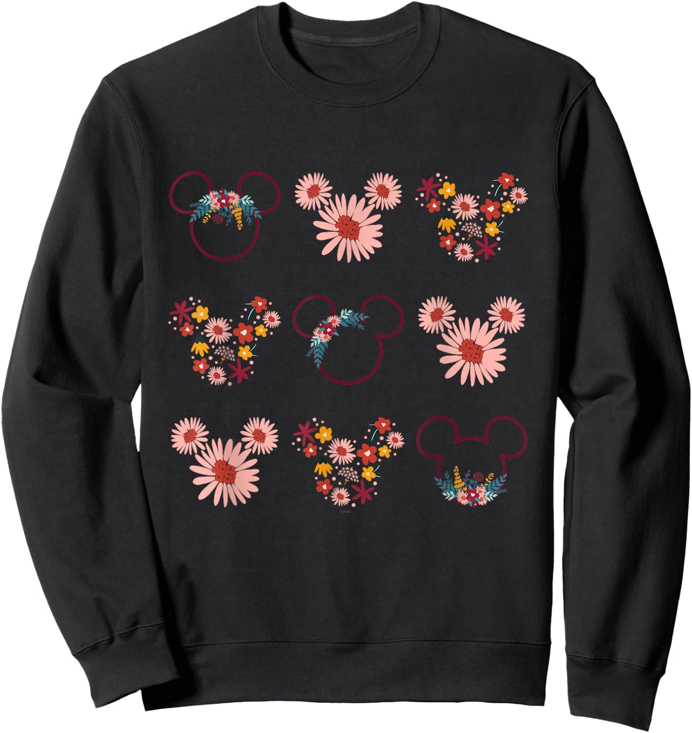 Disney Mickey Mouse Flowers and Daisy Print Sweatshirt - Sweatshirt | Black