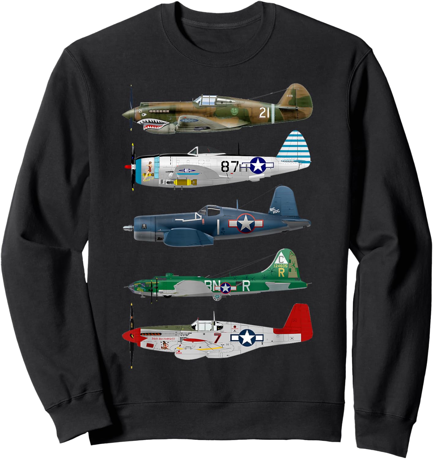 WW2 Planes Warbirds Warplanes Sweatshirt - Sweatshirt | Black