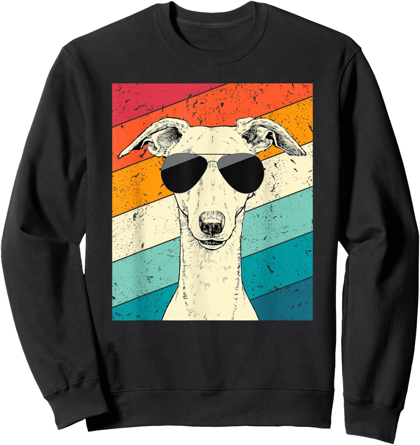 Retro Vintage Whippet with Sunglasses Dog Lovers Sweatshirt - Sweatshirt | Black