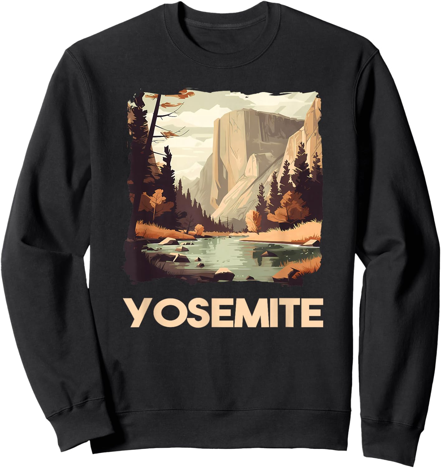 Vintage Yosemite National Park Nature Lover Adventure Sweatshirt - Sweatshirt | Black