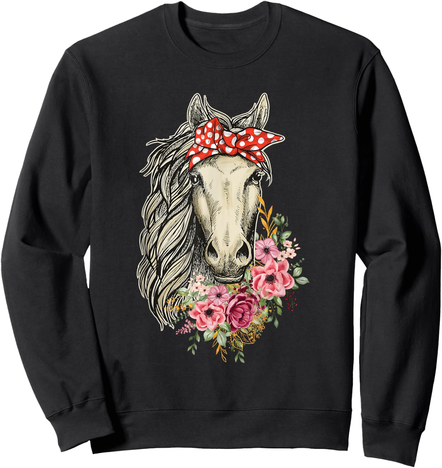 Horse Bandana - Horses Animal Horseman Horseback Equestrian Sweatshirt - Sweatshirt | Black