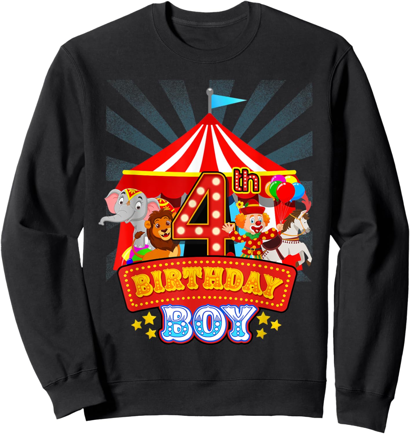 4th Birthday Outfit Boy 4 Year Old Circus Carnival Bday Sweatshirt - Sweatshirt | Black