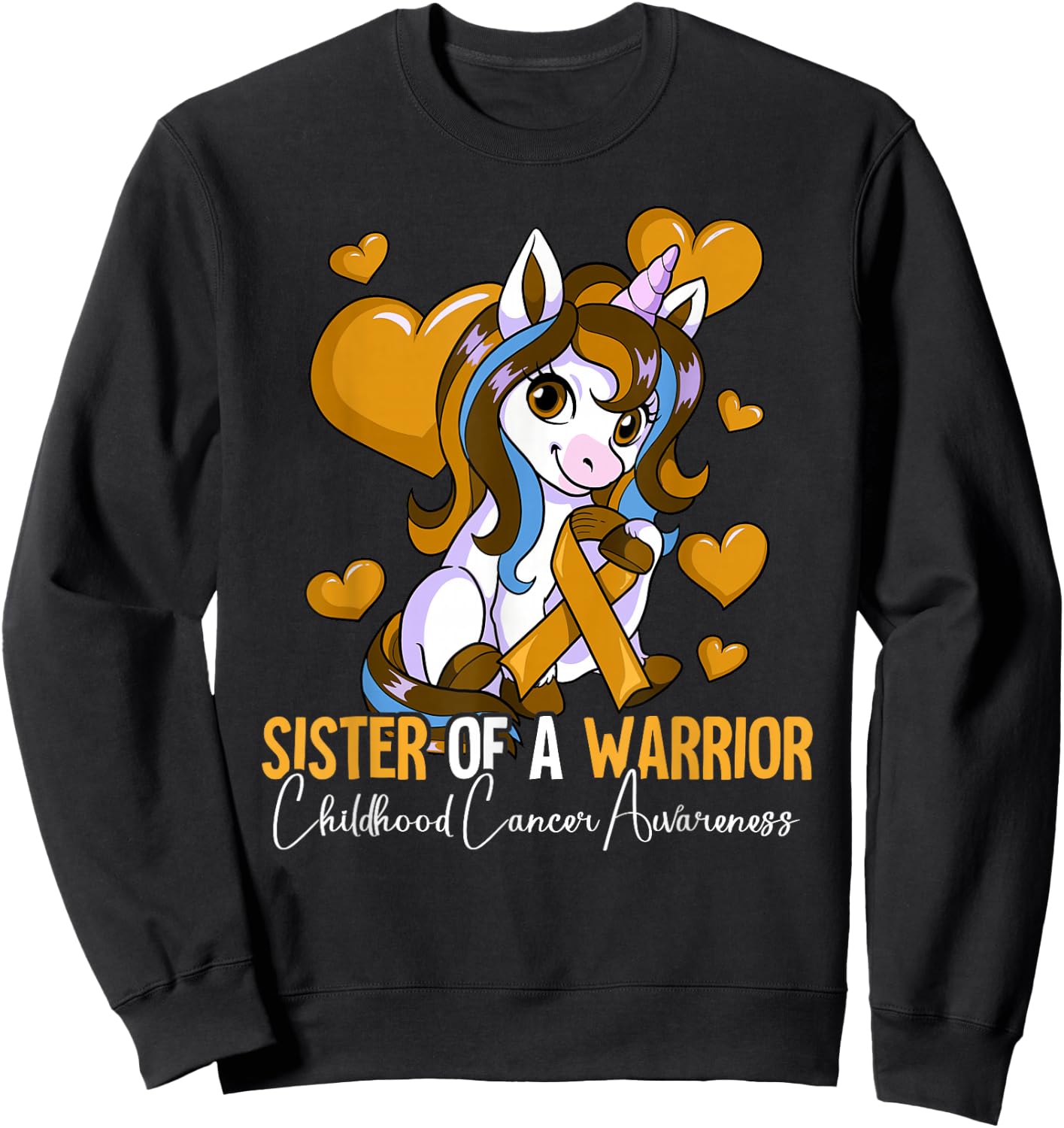 Sister Of A Warrior Childhood Cancer Awareness Sweatshirt - Sweatshirt | Black