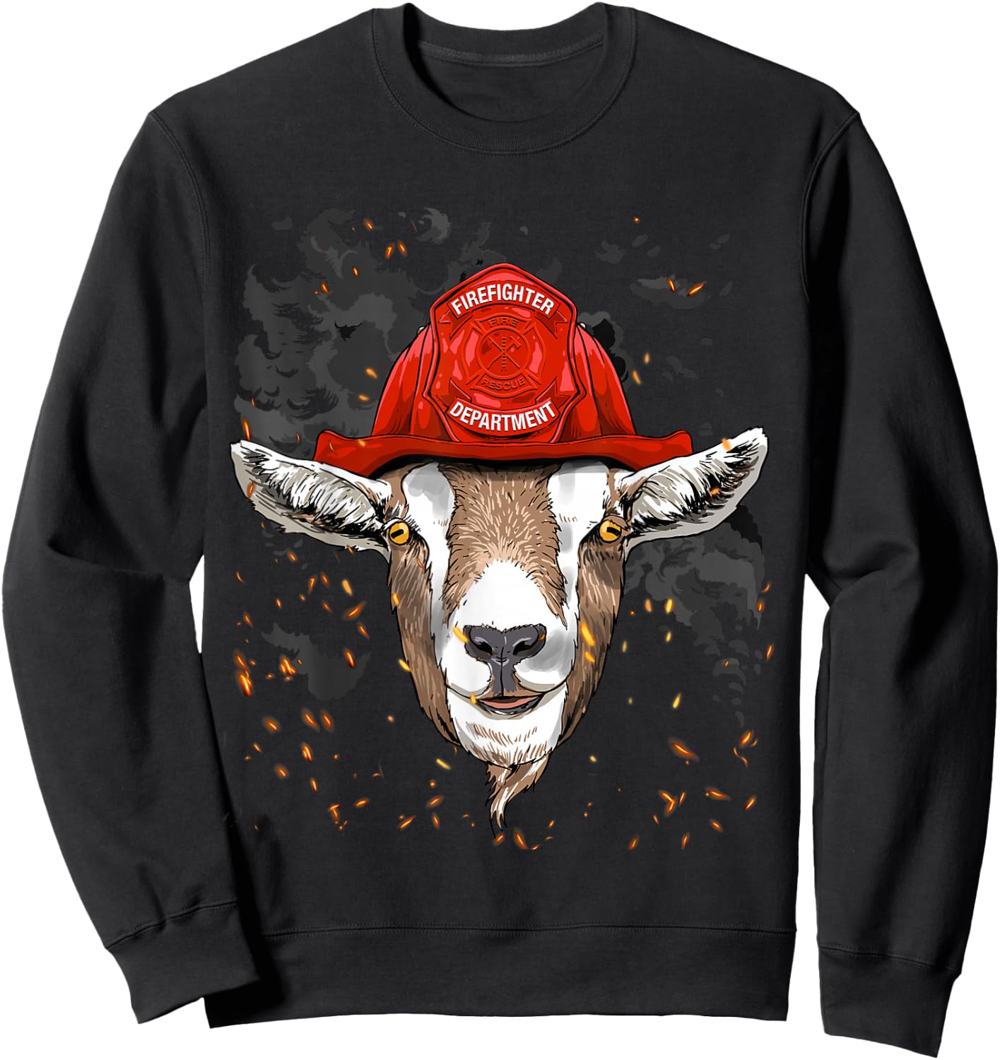Firefighter Goat Fire Department Fireman Farmer Goat Lover Sweatshirt - Sweatshirt | Black