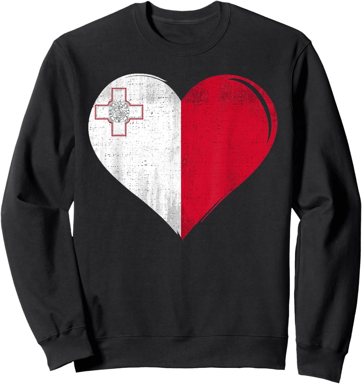 Vintage Malta Flag Heart For Maltese Sweatshirt - Sweatshirt | Black