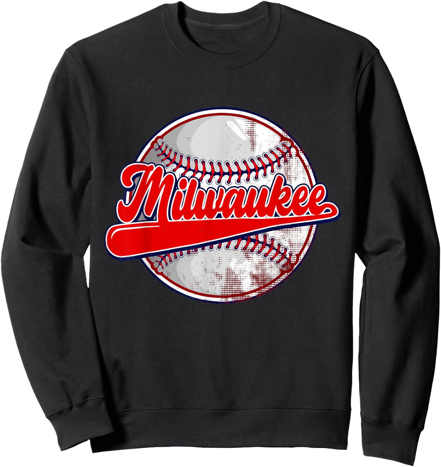 Vintage Milwaukee Baseball Lover Women Kids Sweatshirt - Sweatshirt | Black