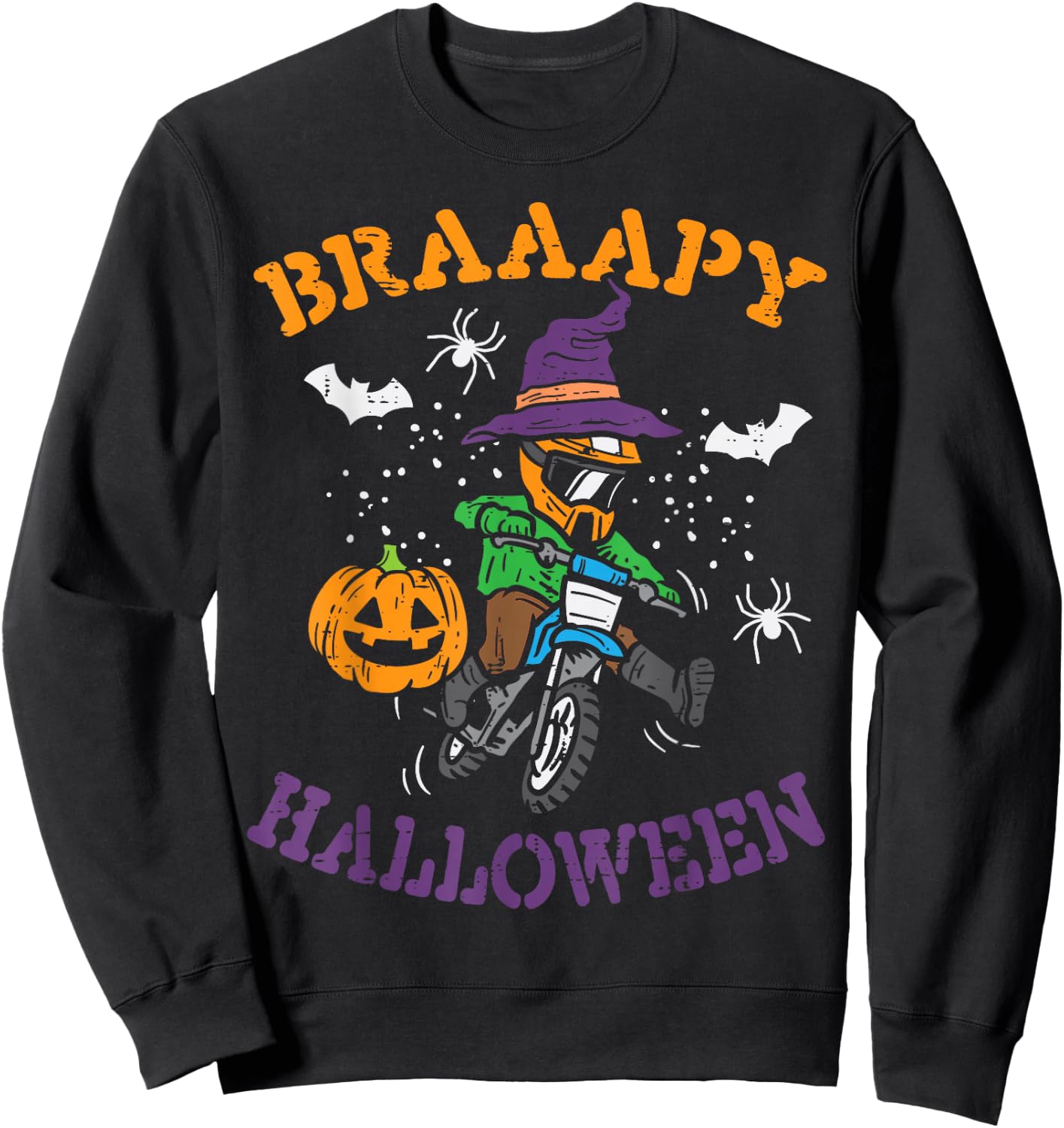 Motocross Braaapy Halloween Costume Dirt Bike Boys Kids Sweatshirt - Sweatshirt | Black