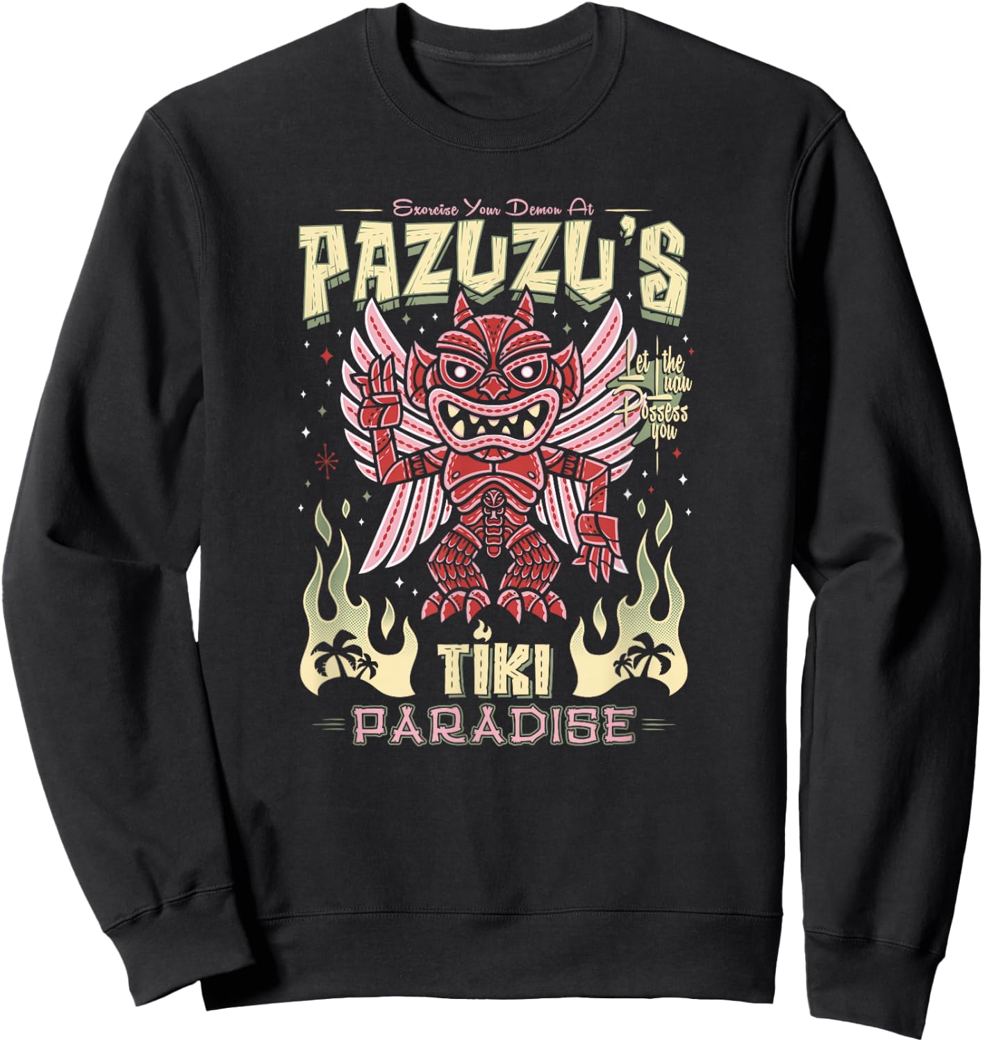 Pazuzu Tiki Bar - Creepy Cute Exorcist Demon - Hawaii Island Sweatshirt - Sweatshirt | Black