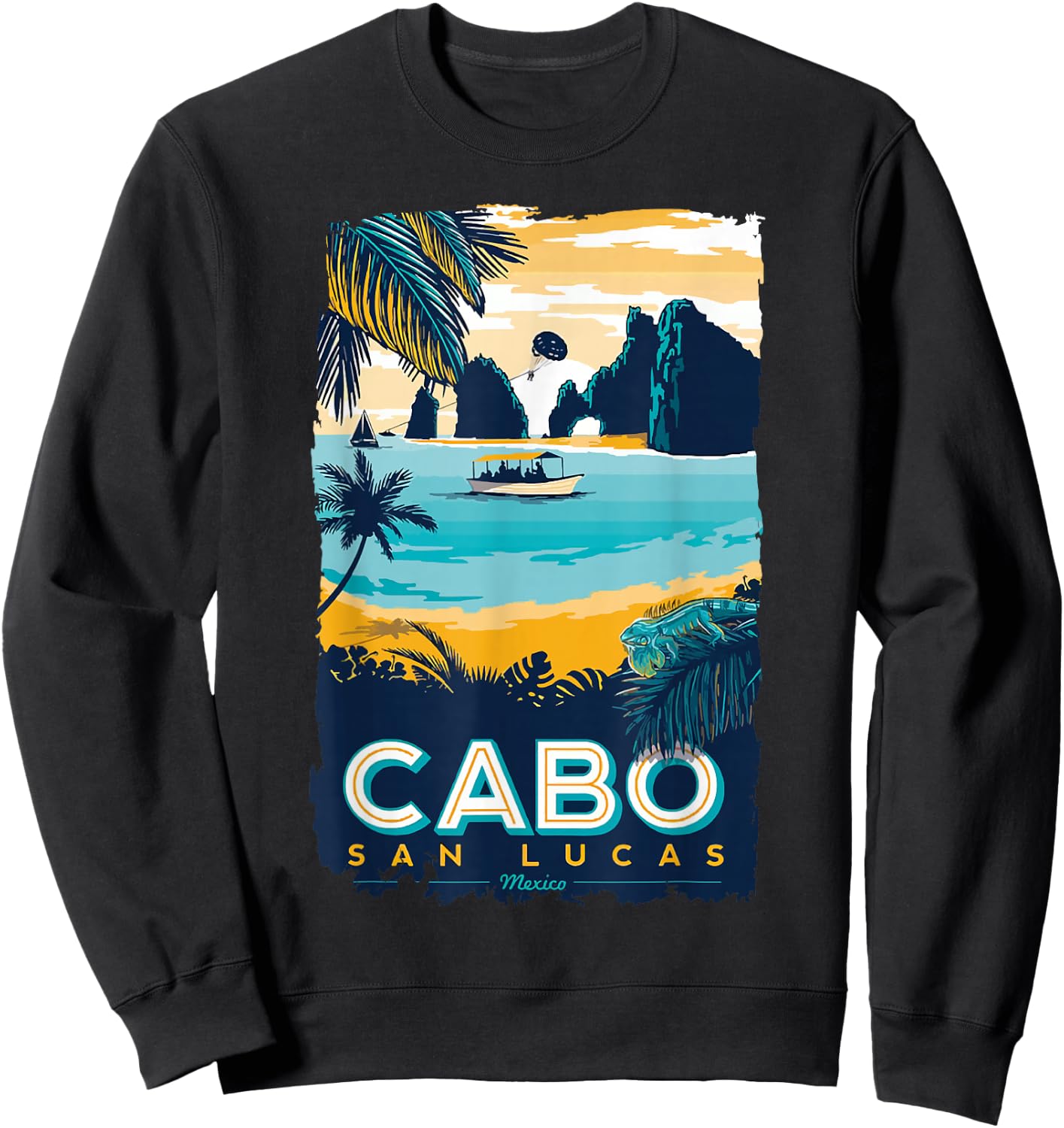 Cabo San Lucas Tropical Beach Mexico Travel Vintage Sweatshirt - Sweatshirt | Black