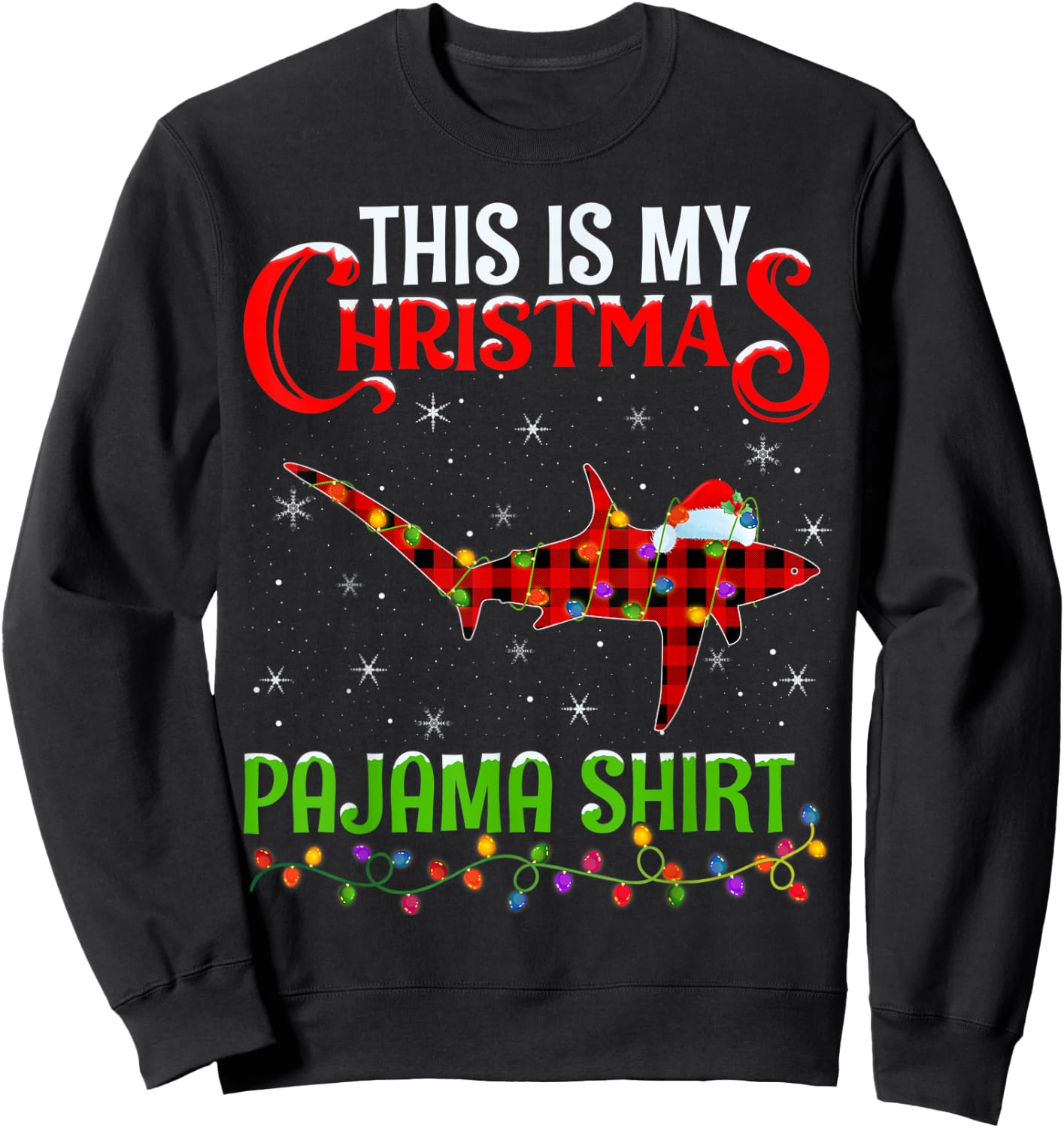 This Is My Christmas Pajama Shirt Thresher Shark Christmas Sweatshirt - Sweatshirt | Black