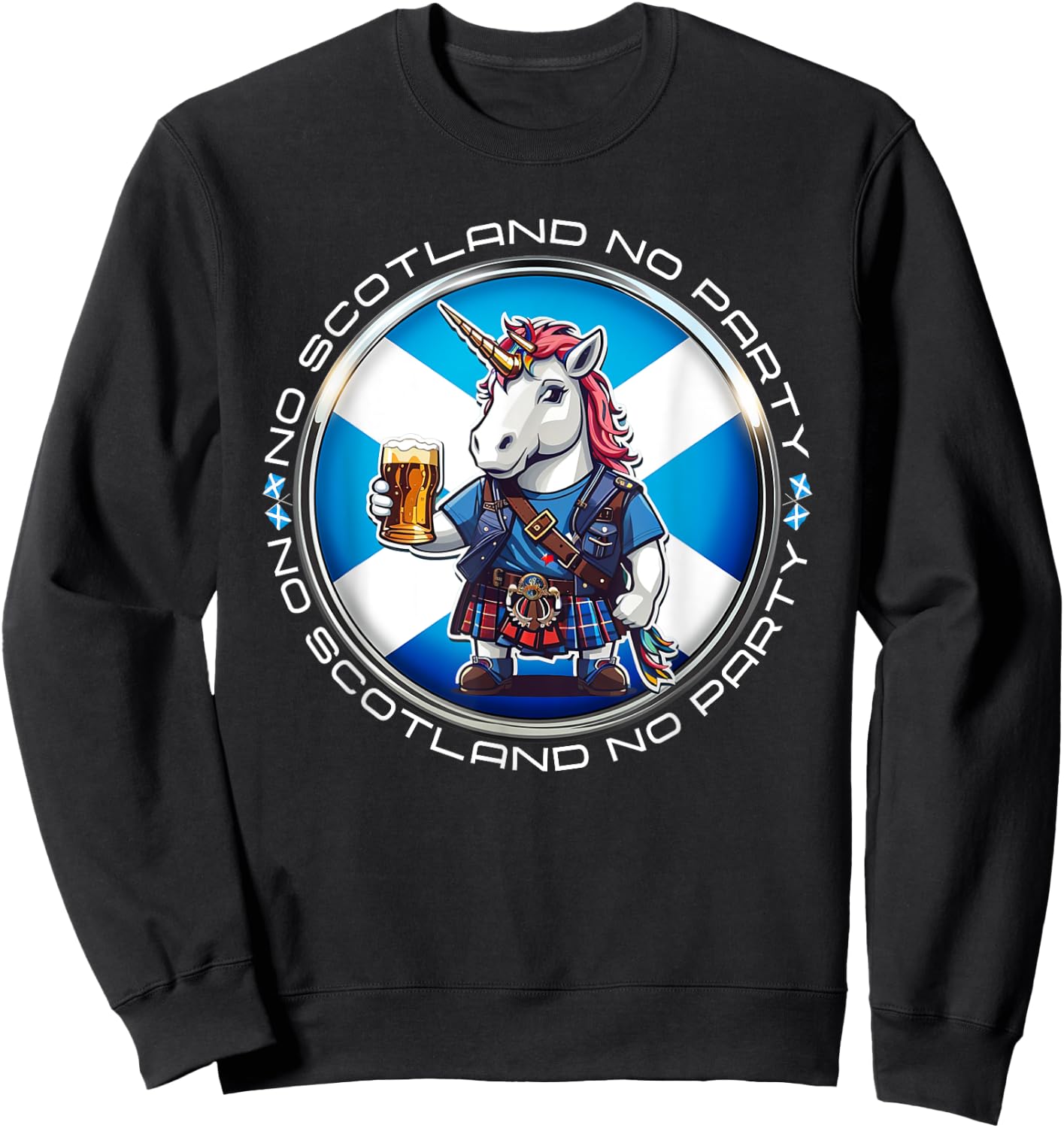 No Scotland No Party Scottish Pride Scotland Unicorn Saltire Sweatshirt - Sweatshirt | Black
