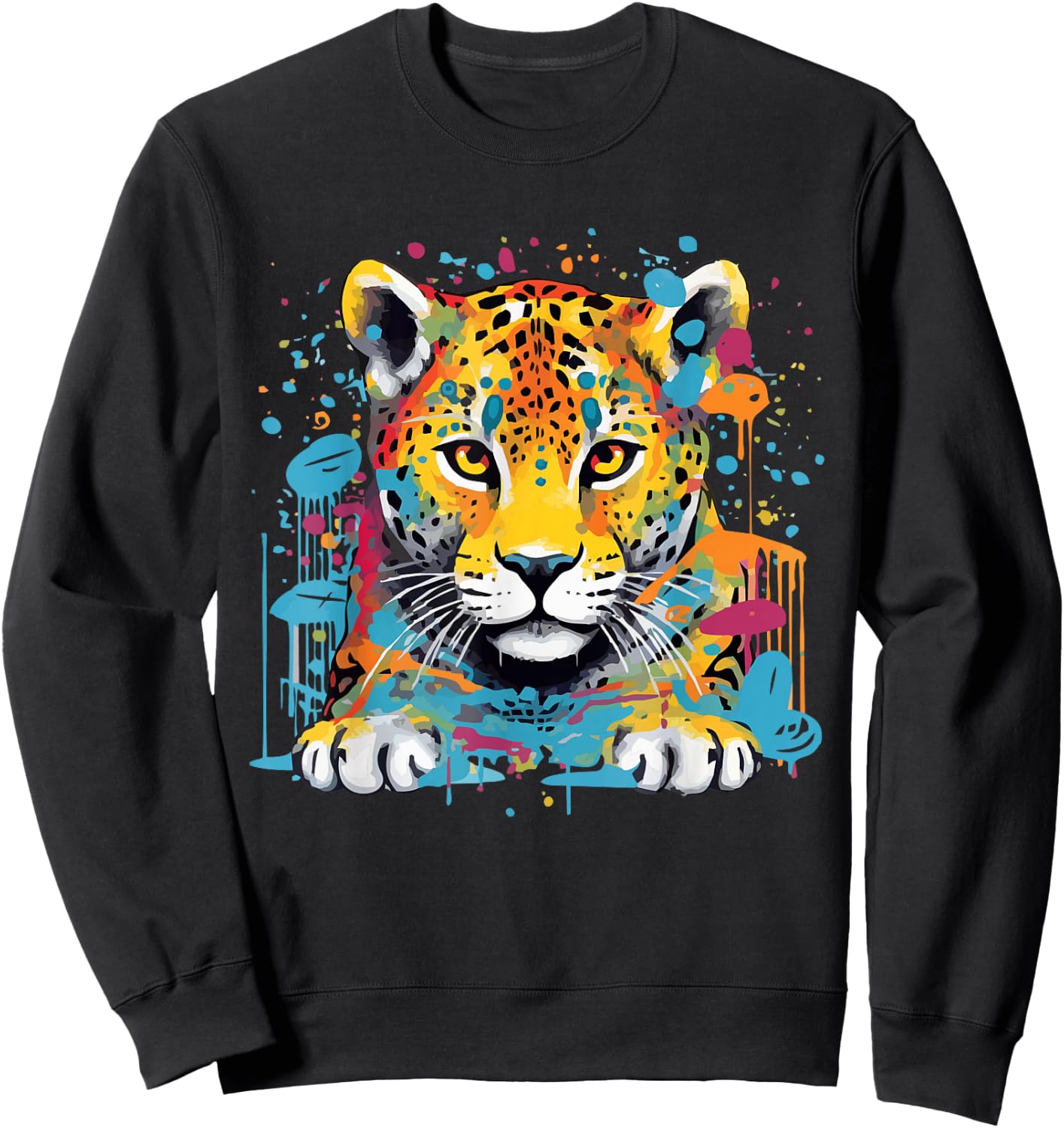 Jaguar Big Cat Splash Art Graphic Design Men Women Kids Sweatshirt - Sweatshirt | Black