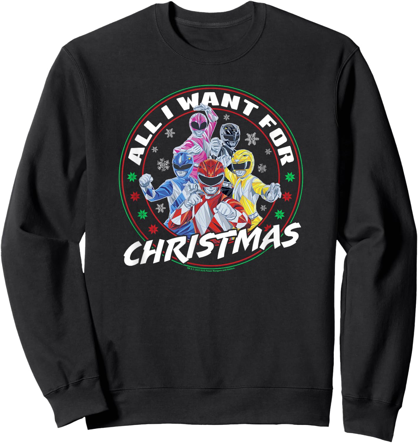 Power Rangers Christmas All I Want For Sweatshirt - Sweatshirt | Black