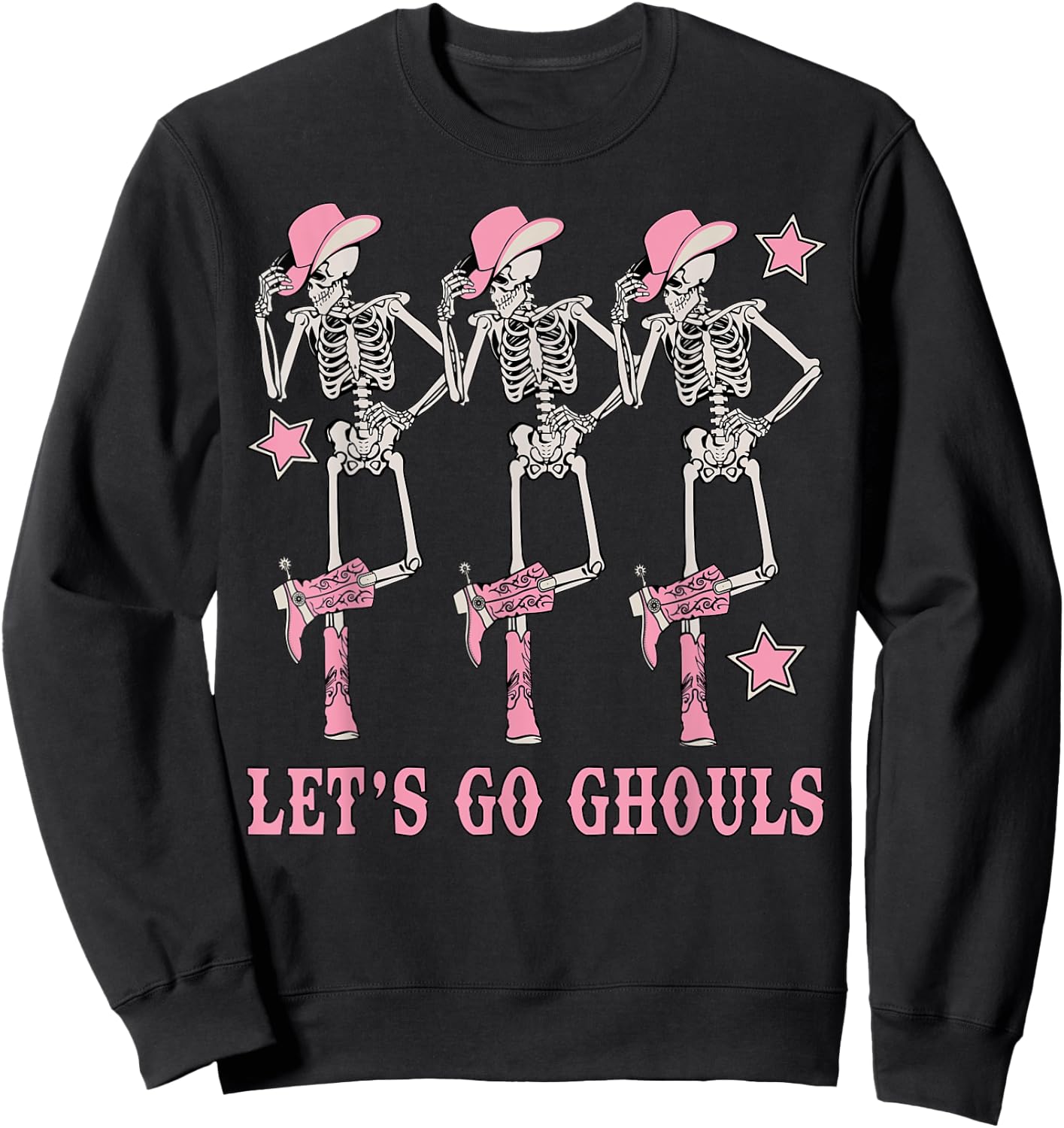 Let's Go Ghouls Western Skeletons Bachelorette Halloween Sweatshirt - Sweatshirt | Black