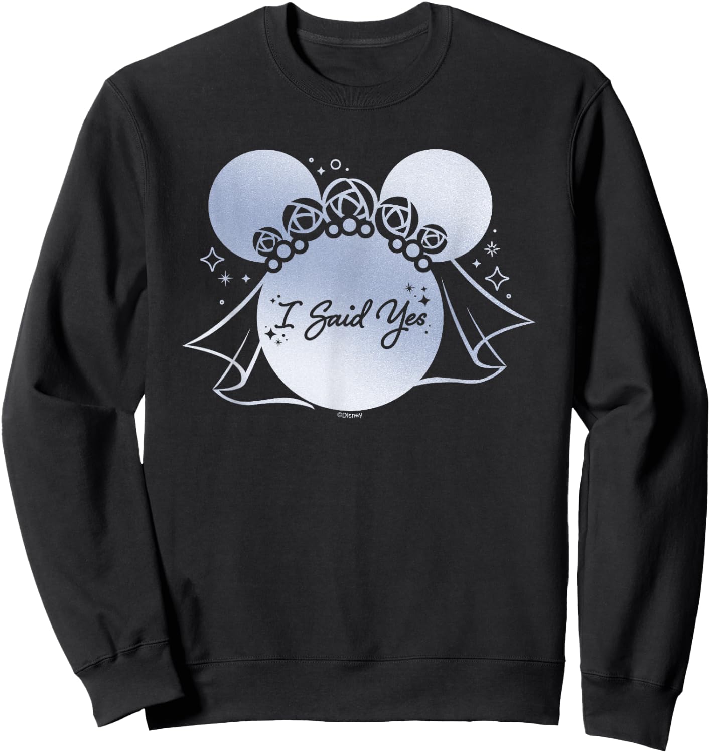 Disney I Said Yes Proposal Engagement Bridal Veil Minnie Sweatshirt - Sweatshirt | Black