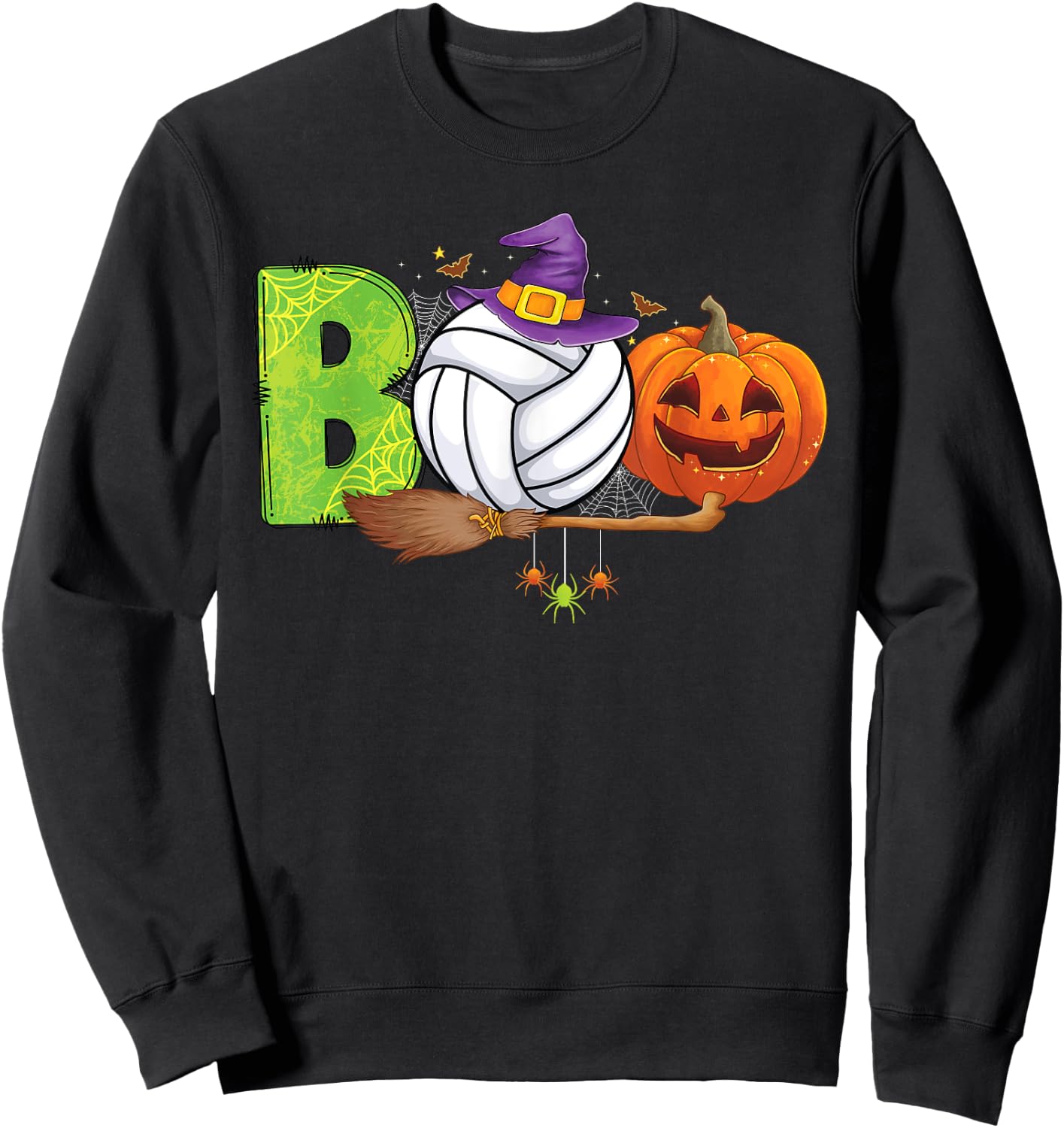 Boo Volleyball lovers Pumpkin scary funny Halloween costume Sweatshirt - Sweatshirt | Black
