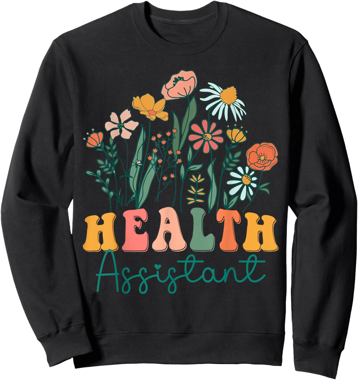 Groovy Wildflower Health Assistant Sweatshirt - Sweatshirt | Black