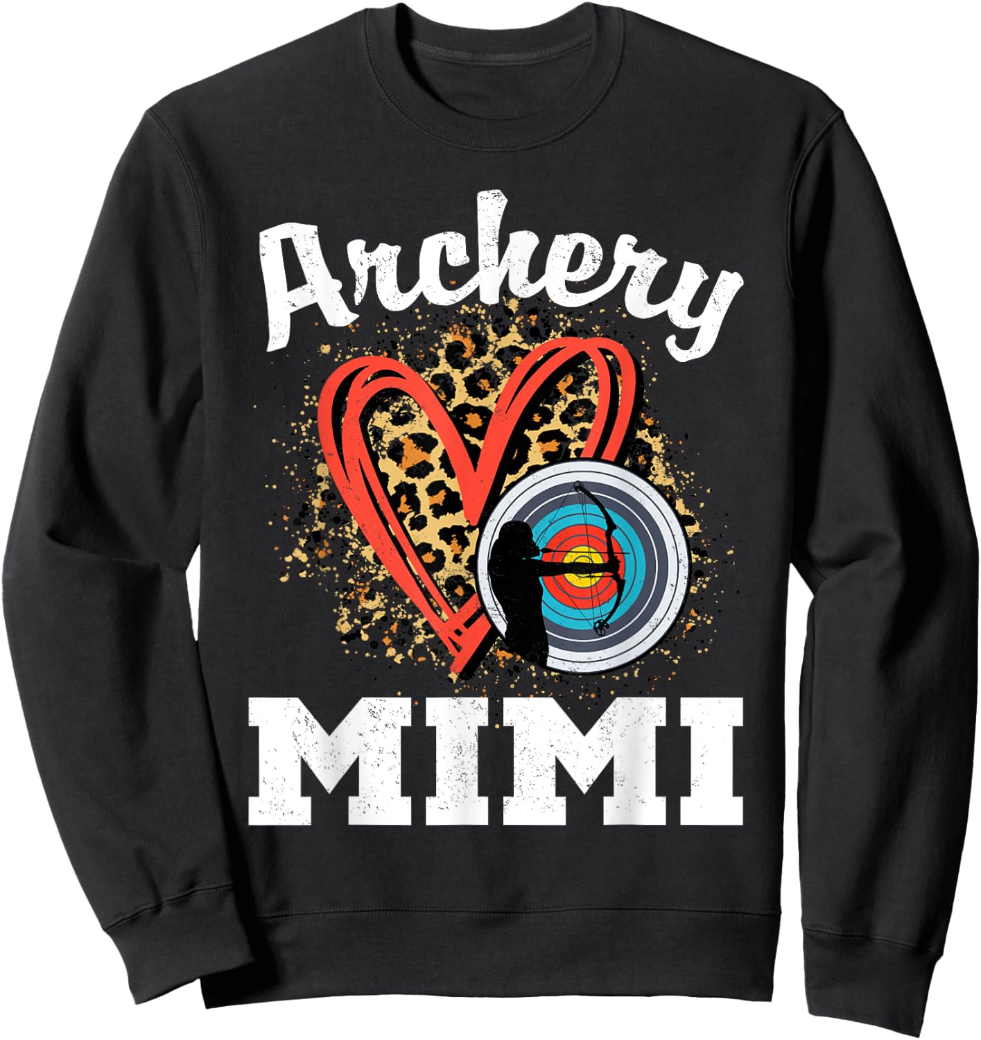 Archery Mimi Leopard Heart Grandma Sweatshirt - Sweatshirt | Black