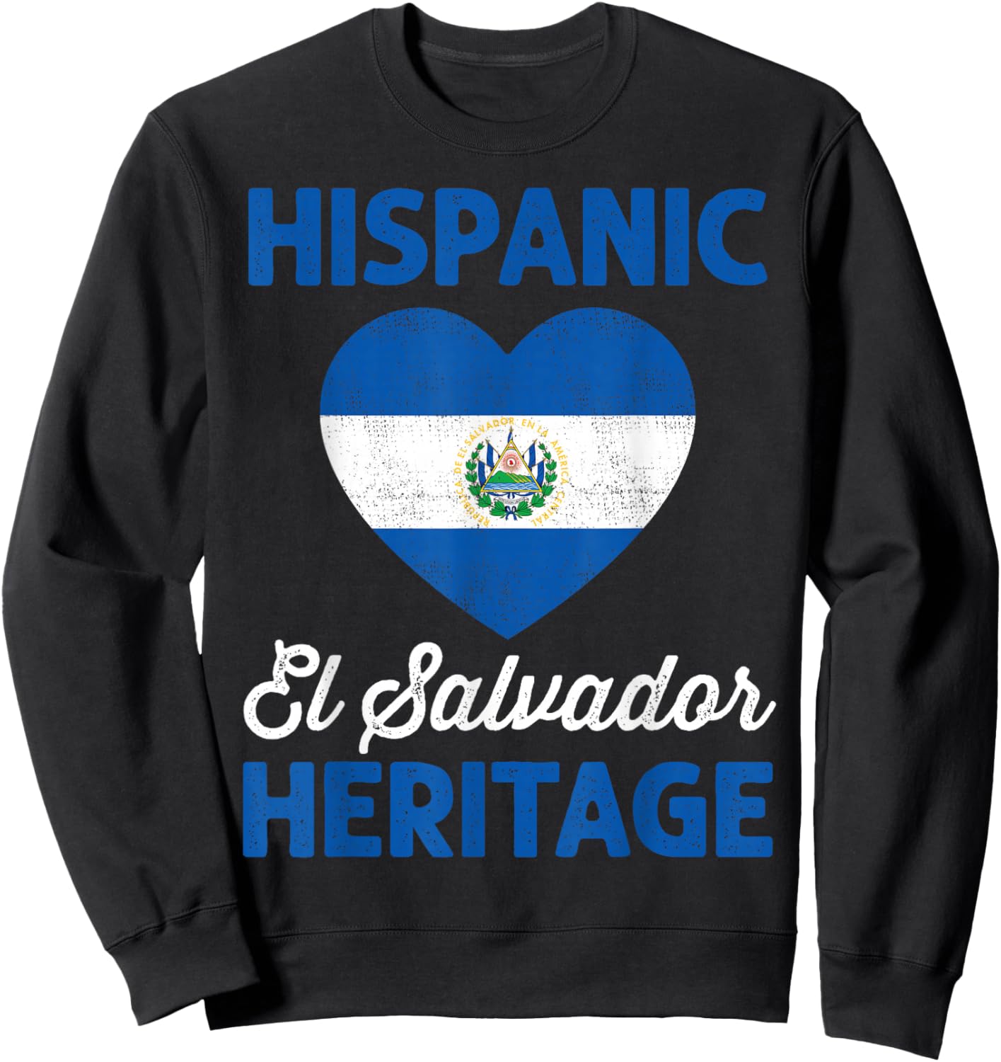 Salvadoran Flag Heart Hispanic Heritage El Salvador Kids Sweatshirt - Sweatshirt | Black
