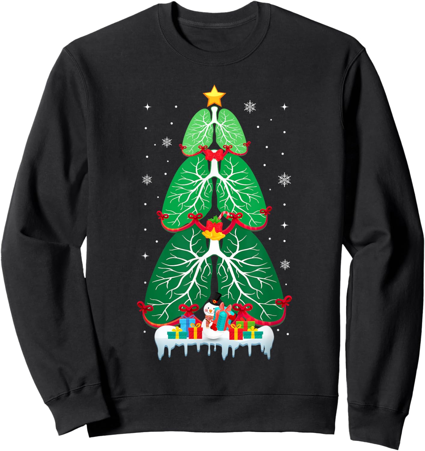 Lung Christmas Tree Respiratory Therapy Xmas Therapist Sweatshirt - Sweatshirt | Black