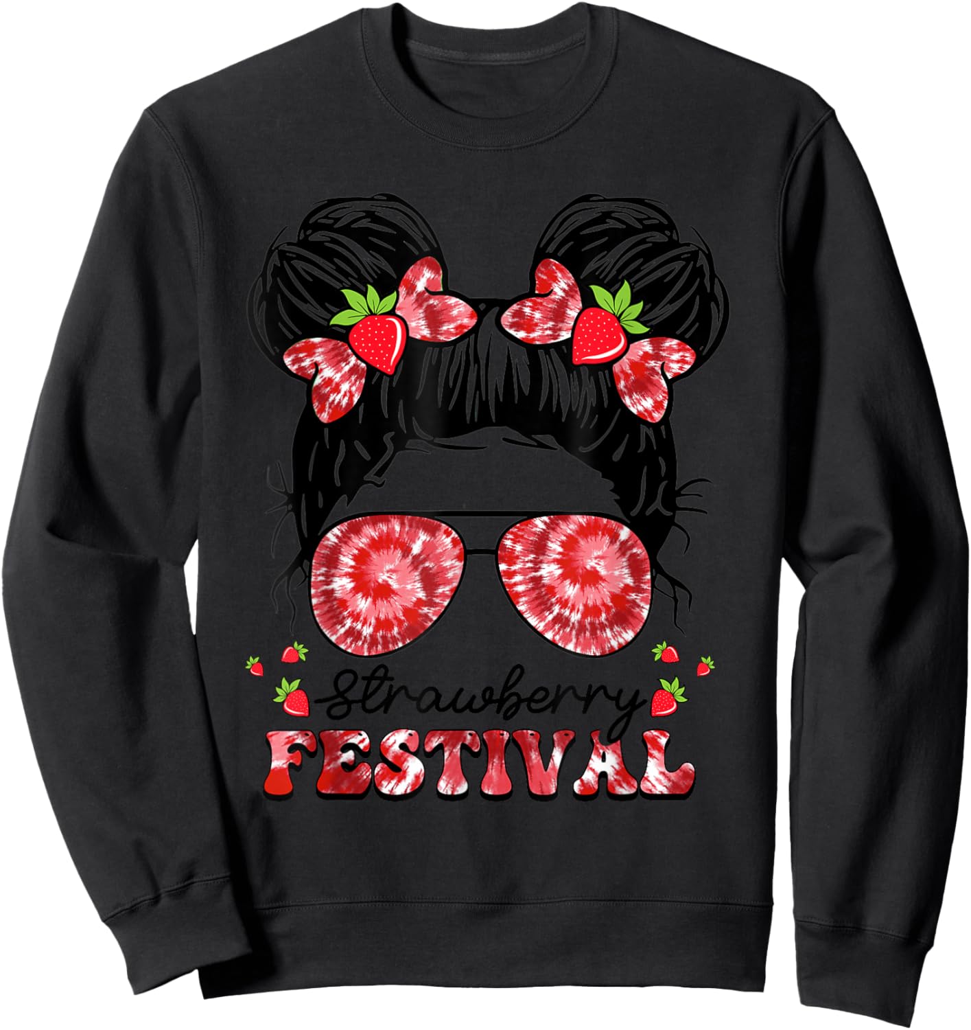 Strawberry Festival Fruit Lover Strawberries Girl Cute Women Sweatshirt - Sweatshirt | Black