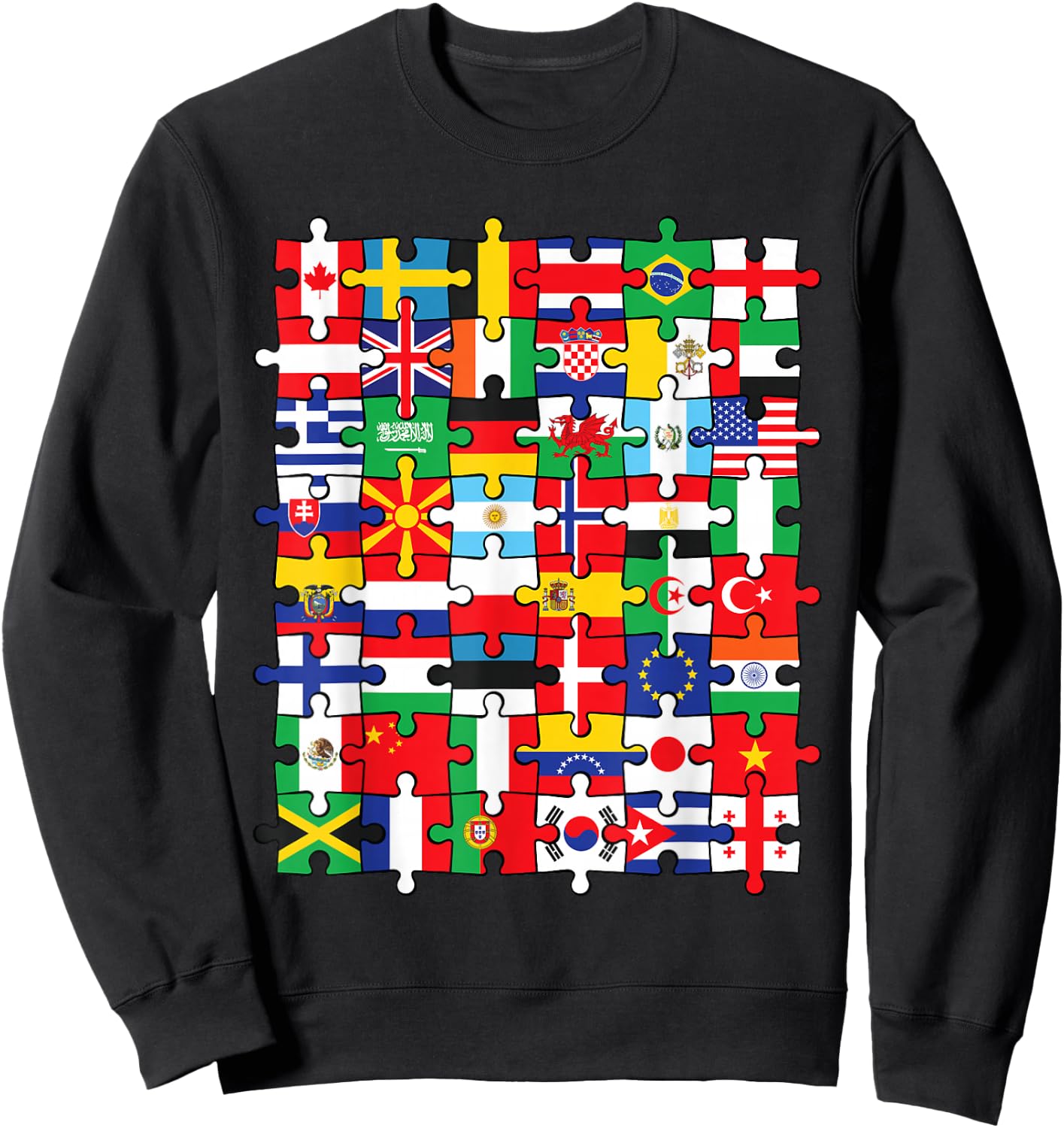 Flags of Countries of the World international flag puzzle Sweatshirt - Sweatshirt | Black