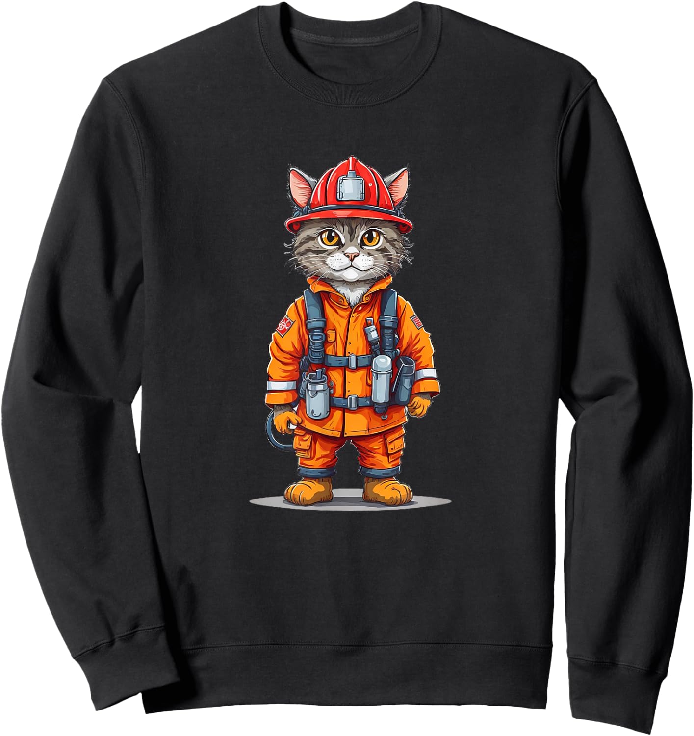 Fire Fighter Cat Sweatshirt - Sweatshirt | Black