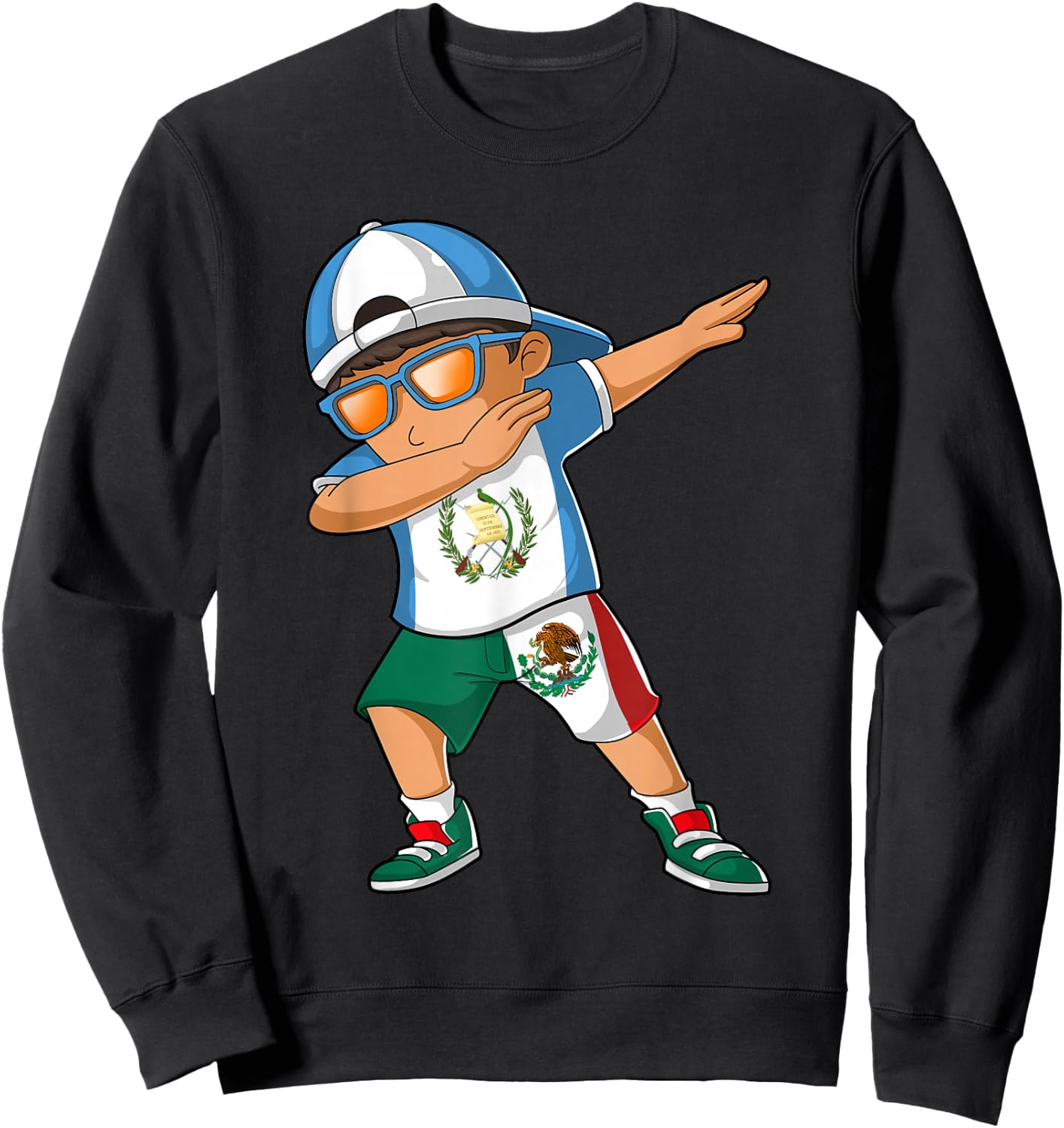 Half Guatemalan Half Mexican Boy Guatemala Flag Sweatshirt - Sweatshirt | Black