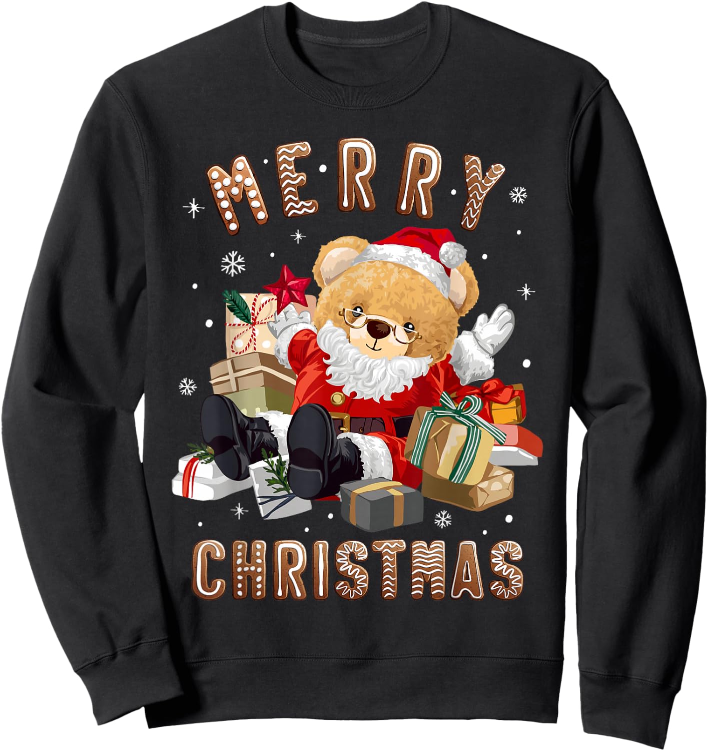 Cute Christmas teddy bear Santa Claus Sweatshirt - Sweatshirt | Black