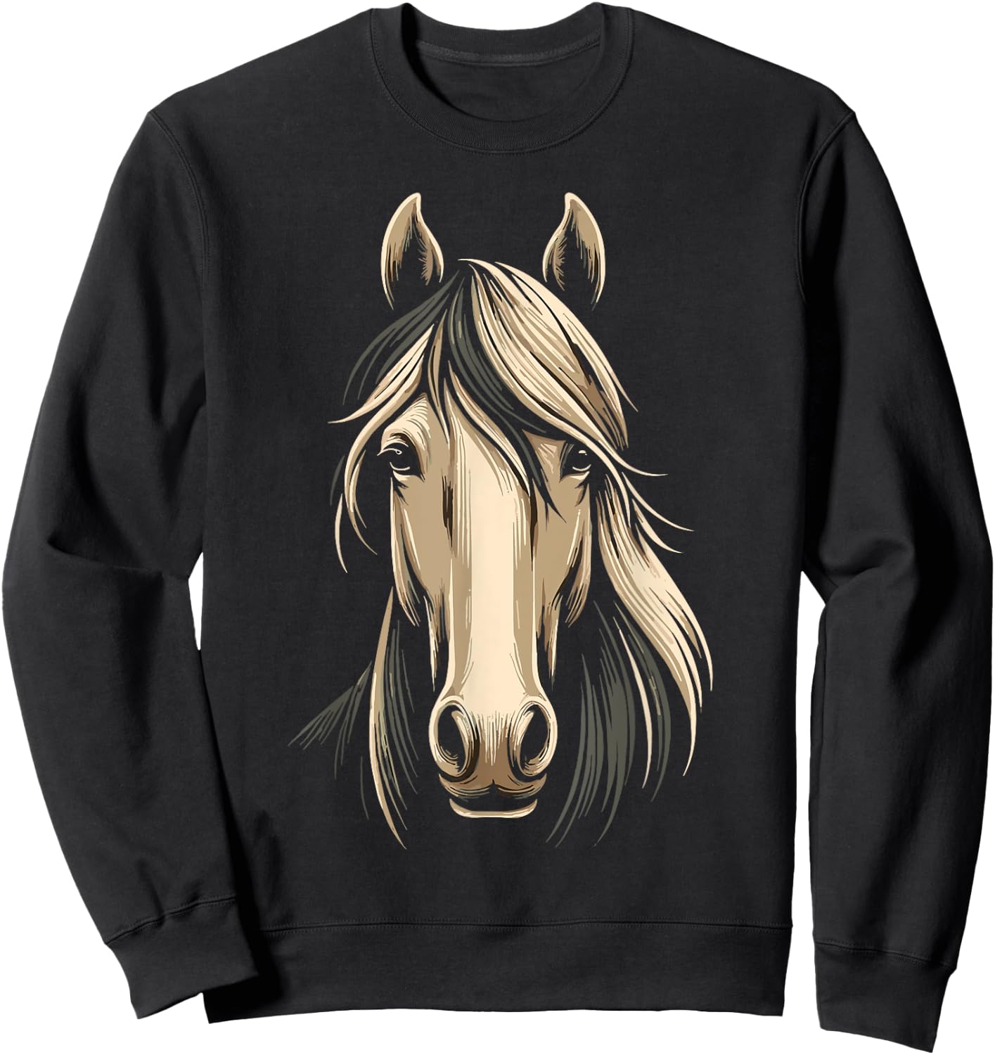 Horse Face Men Women kids Horse Lover Sweatshirt - Sweatshirt | Black