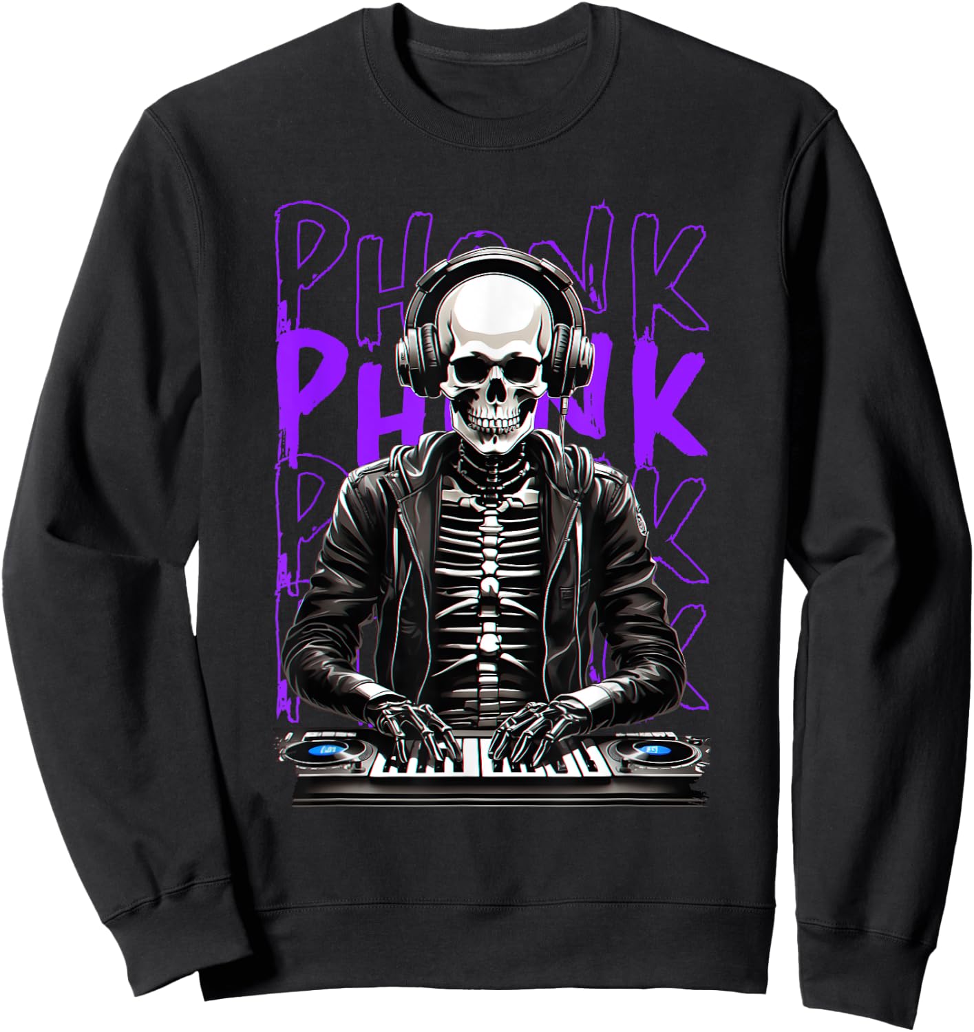 Phonk aesthetic DJ skeleton Sweatshirt - Sweatshirt | Black