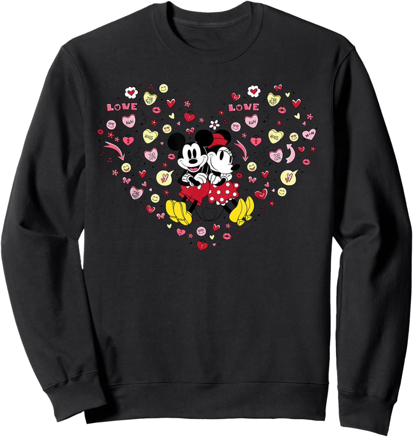 Disney Mickey & Minnie Heart of Love Valentine’s Day Retro Sweatshirt - Sweatshirt | Black