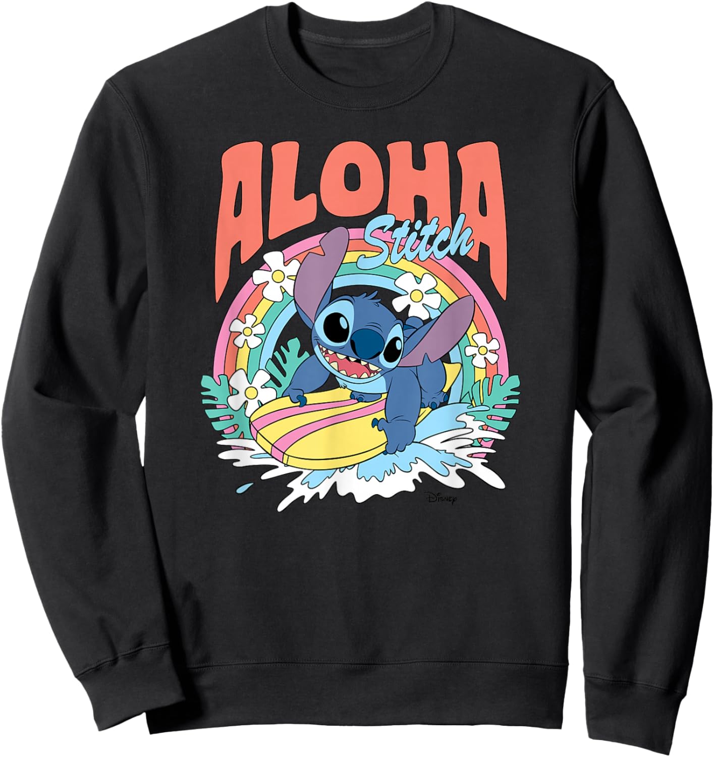 Lilo & Stitch - Stitch Aloha Surfing Sweatshirt - Sweatshirt | Black