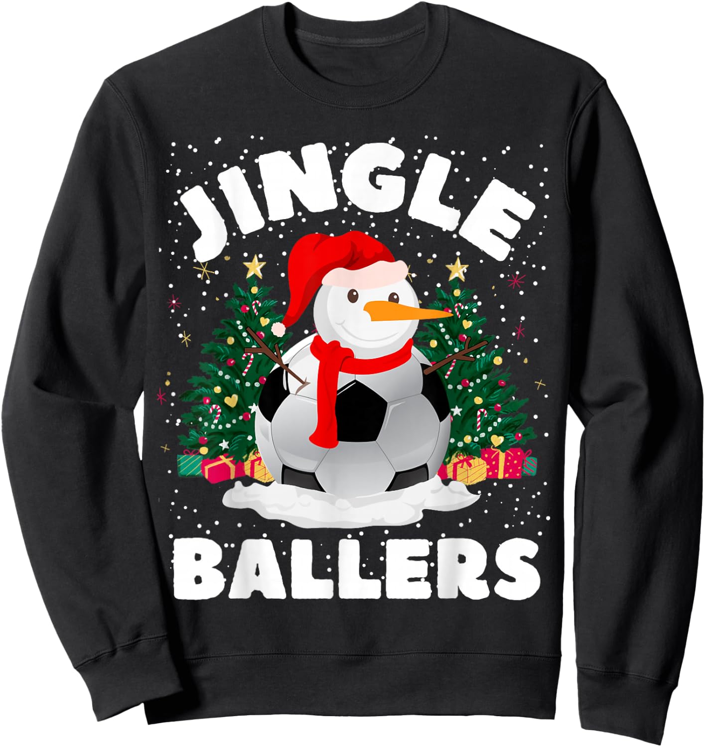 Jingle Ballers Funny Soccer ball Snowman Christmas Football Sweatshirt - Sweatshirt | Black