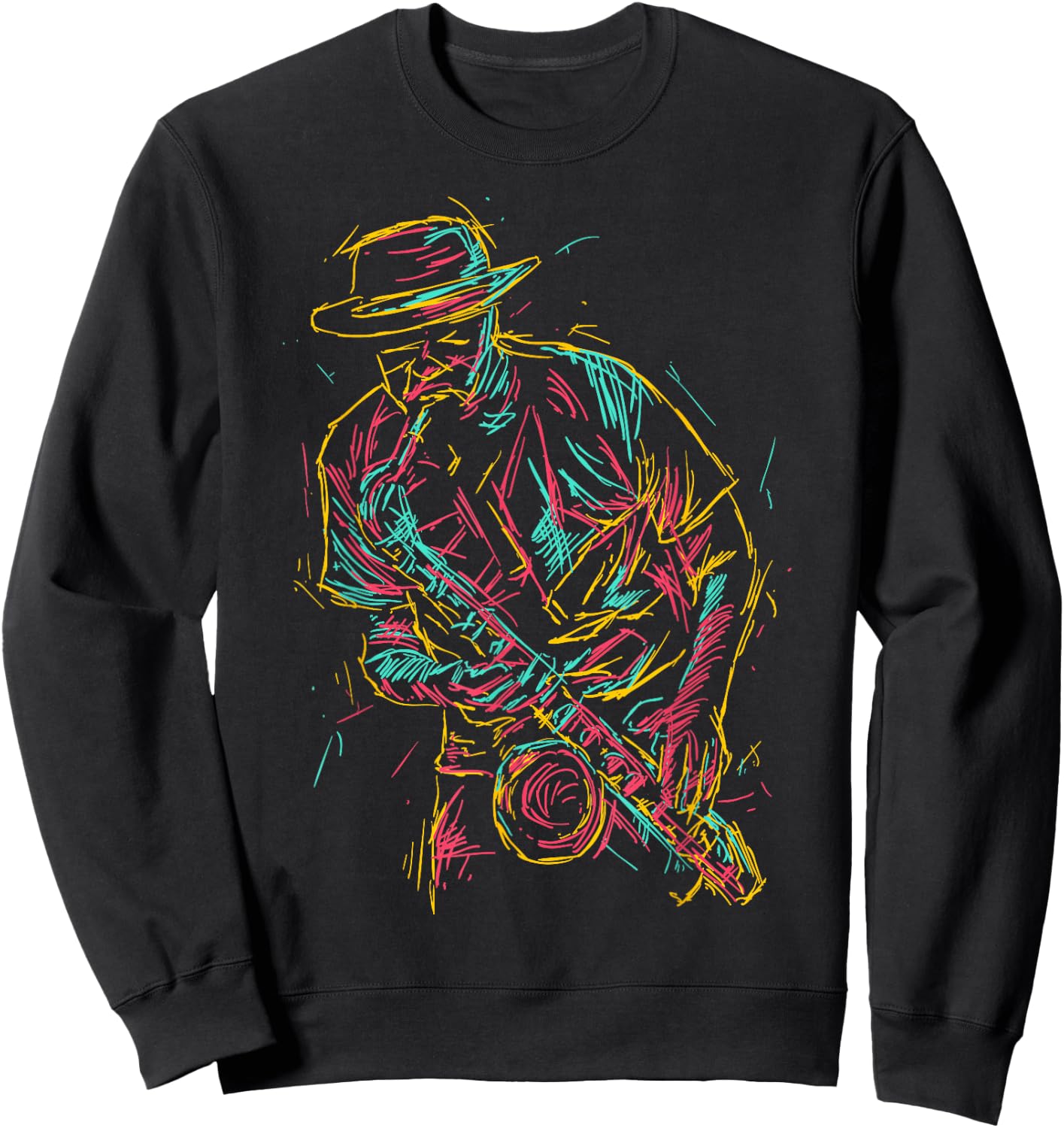 Saxophone player abstract art Sweatshirt - Sweatshirt | Black