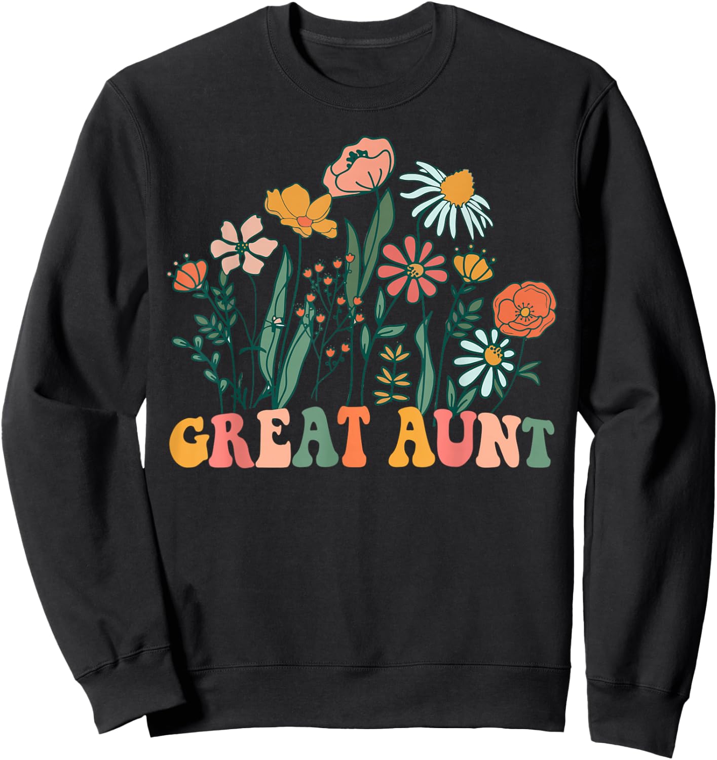 New GREAT AUNT Wildflower First Birthday & Baby Shower Sweatshirt - Sweatshirt | Black