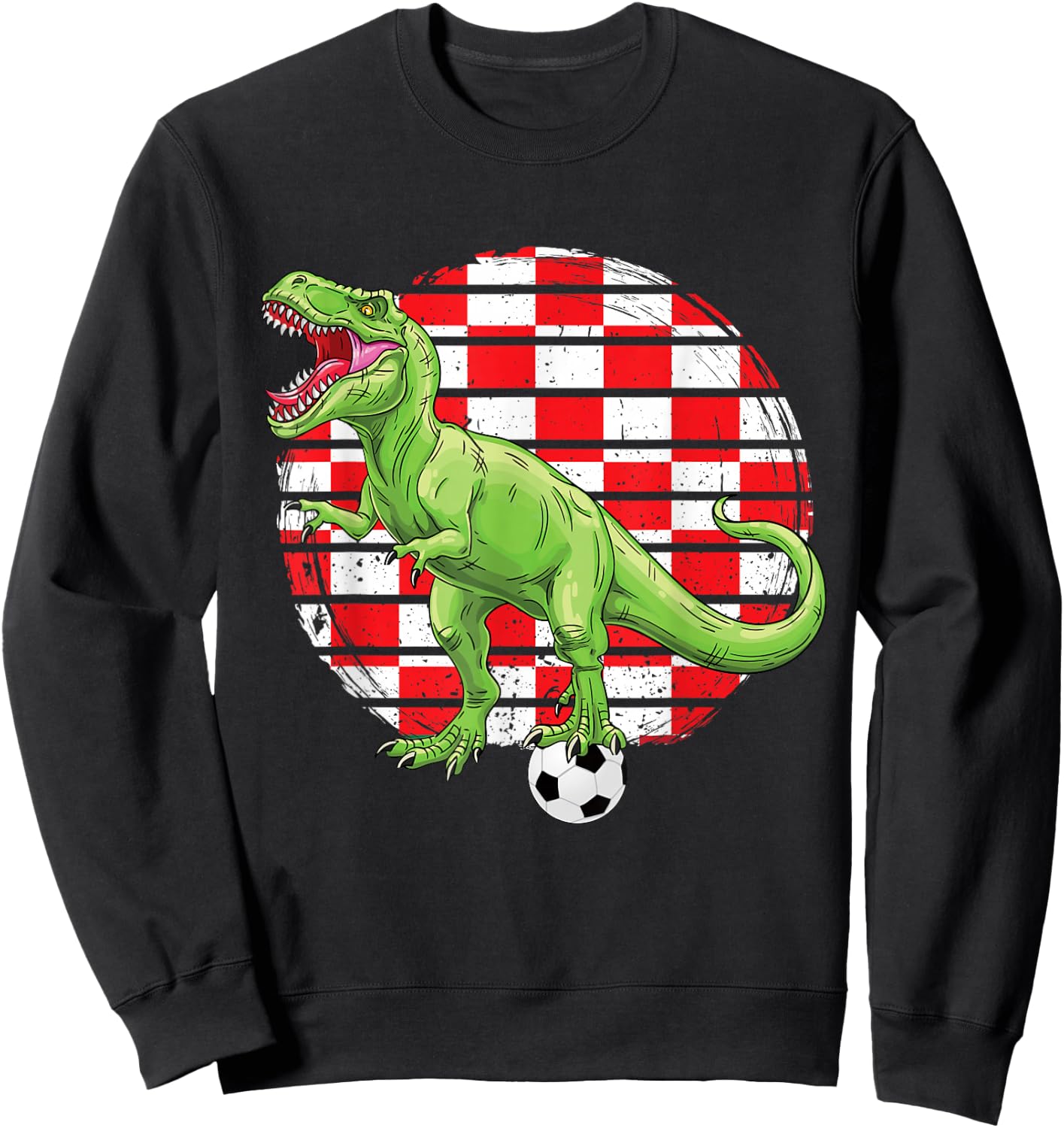 Soccer Dinosaur Trex Croatia Flag Boys Girls Toddler Sweatshirt - Sweatshirt | Black