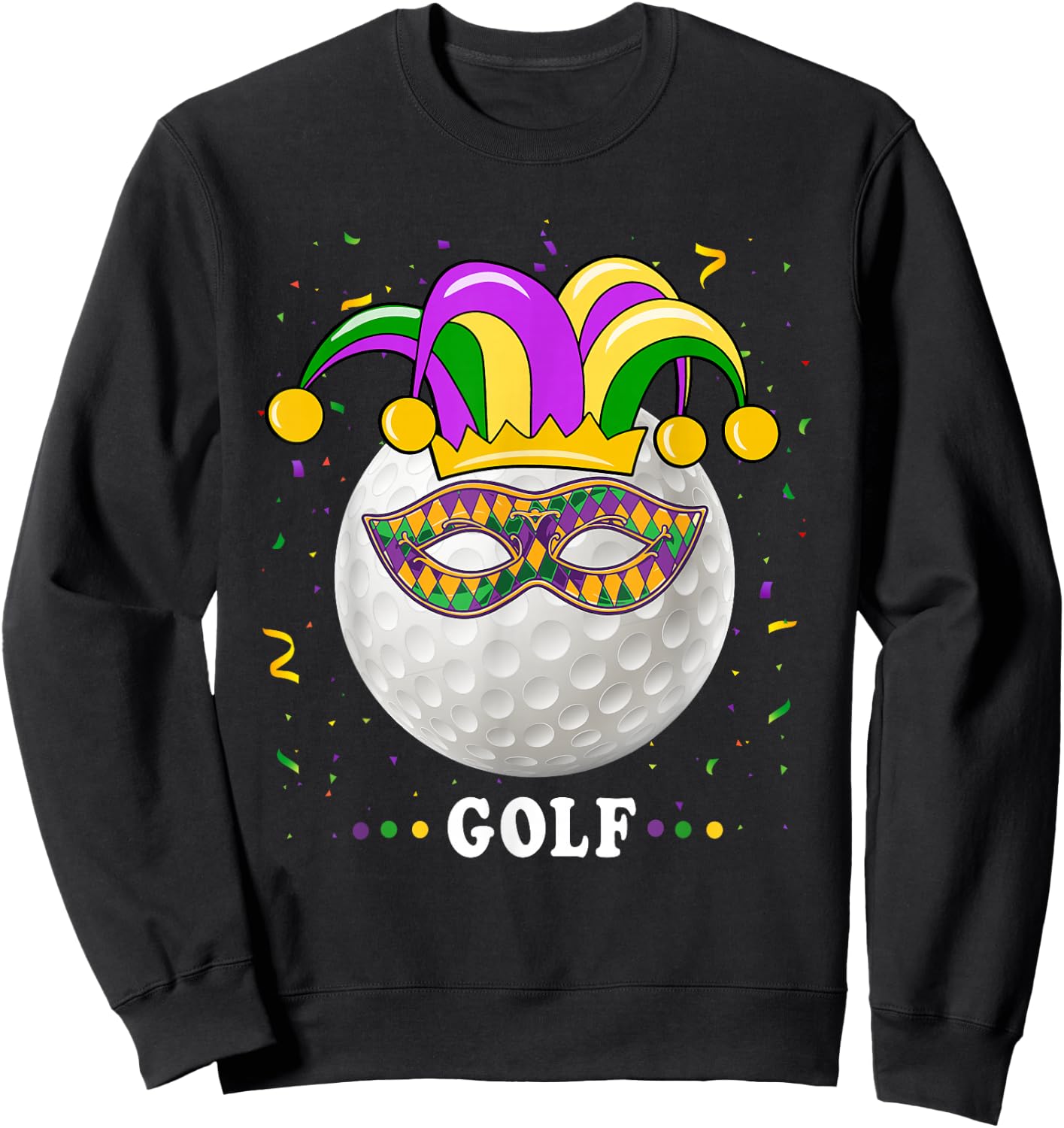 Mardi Gras Golf Costume Mardi Gras Jester Hat Golf Lover Sweatshirt - Sweatshirt | Black