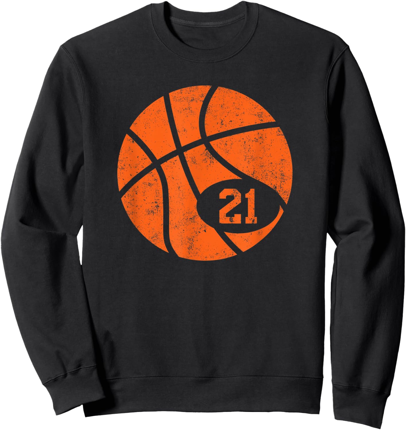Basketball Classic Sport 21 Jersey Number Vintage Distressed Sweatshirt - Sweatshirt | Black